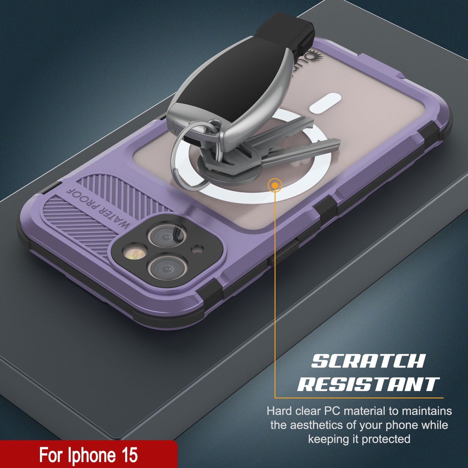 iPhone 15 Metal Extreme 2.0 Series Aluminum Waterproof Case IP68 W/Buillt in Screen Protector [Purple]