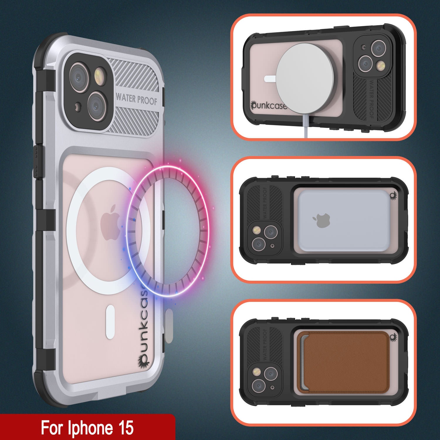 iPhone 15 Metal Extreme 2.0 Series Aluminum Waterproof Case IP68 W/Buillt in Screen Protector [White]