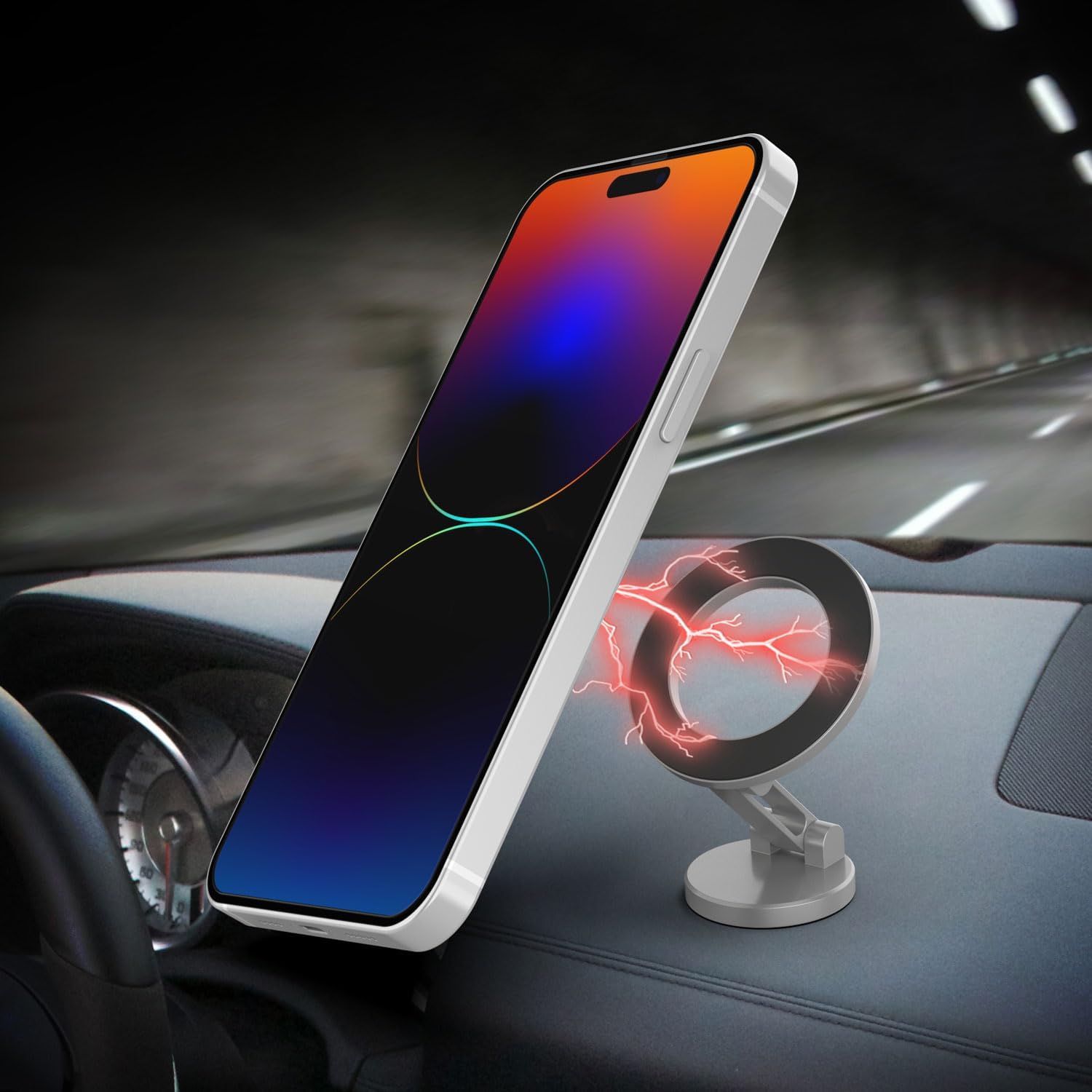 PunkCase MagnoGrip 360 | Powerful Aluminium Alloy Car Phone Holder [Silver]