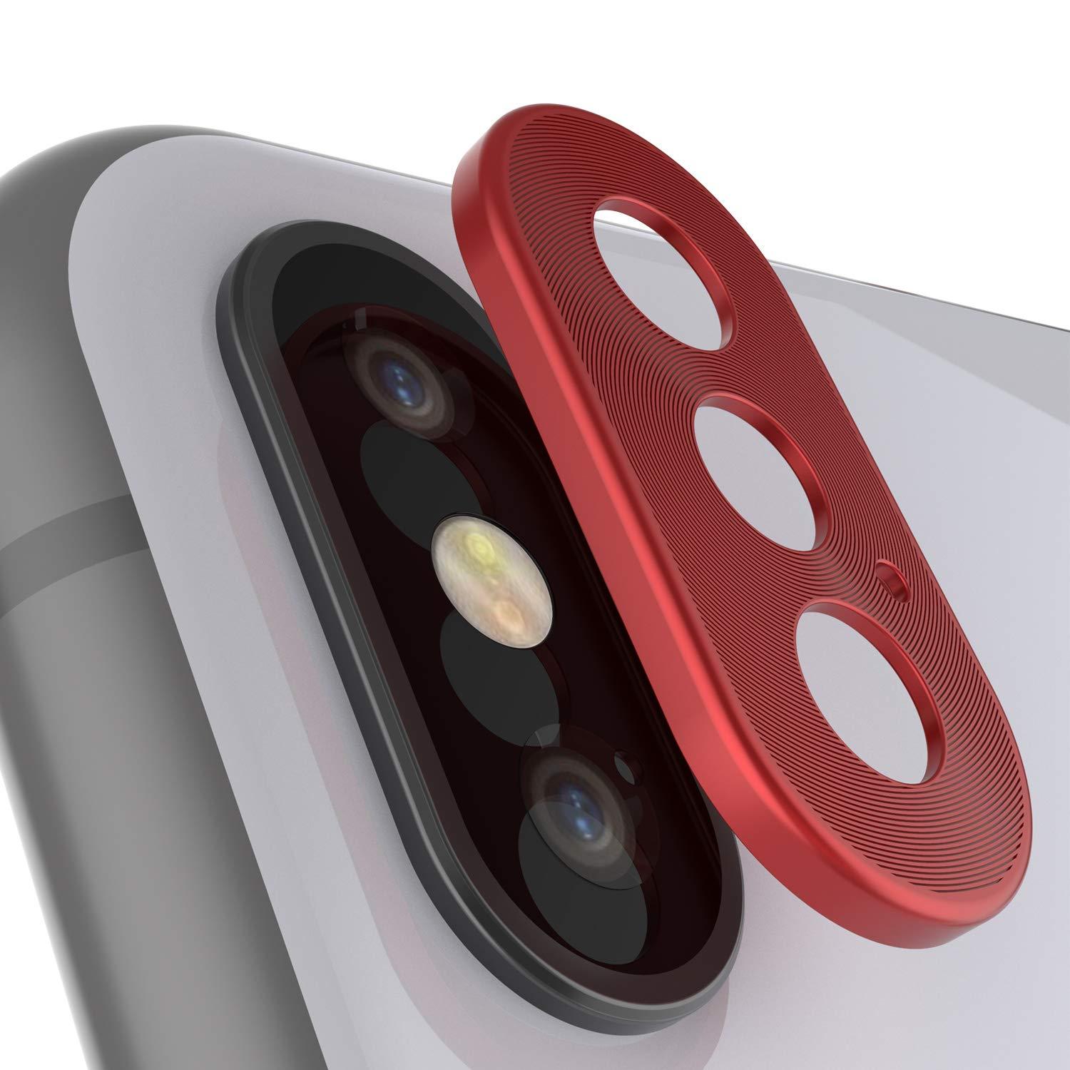 Punkcase iPhone XS Max Camera Protector Ring [Red]