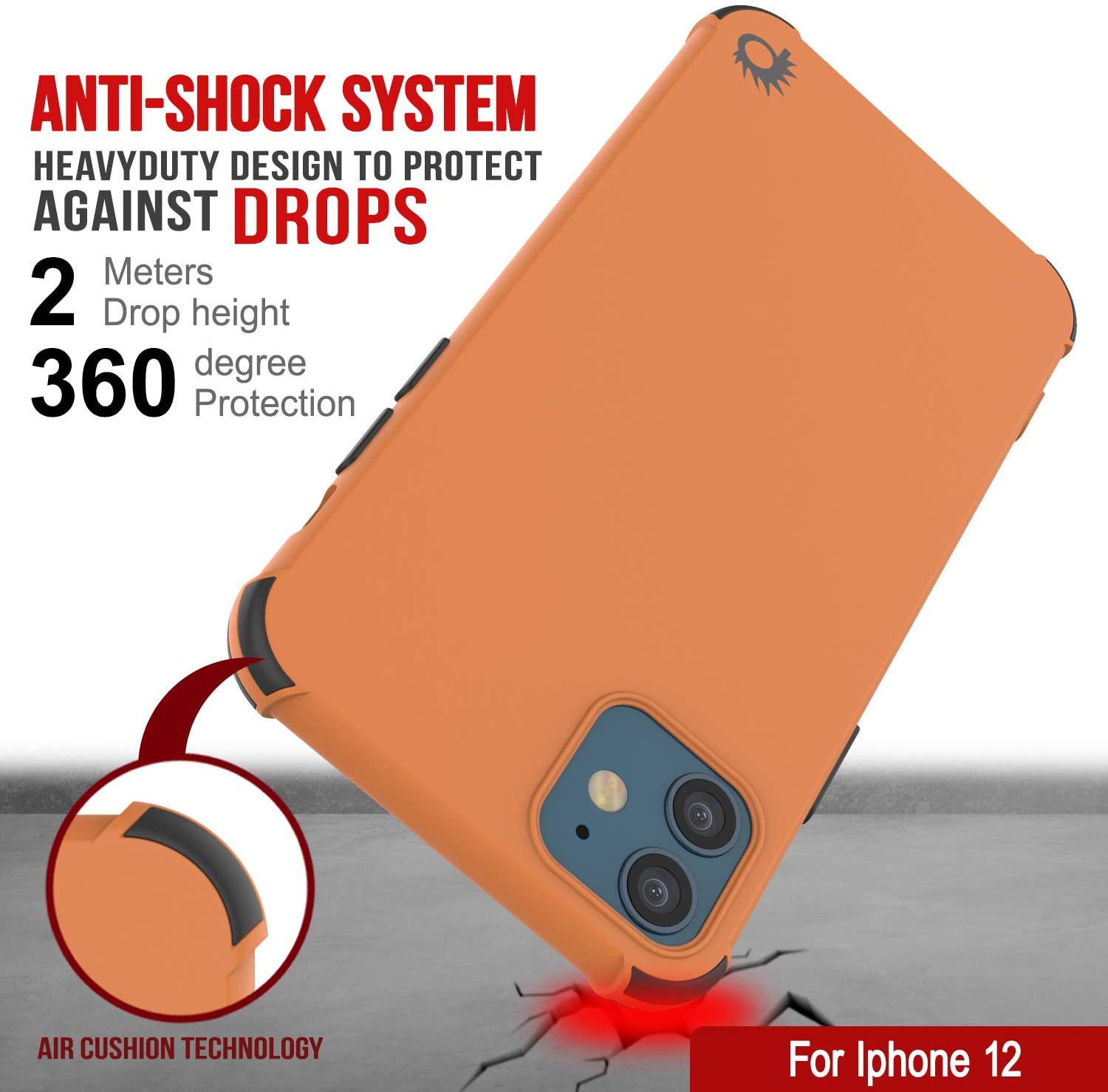 Punkcase Protective & Lightweight TPU Case [Sunshine Series] for iPhone 12 [Orange]