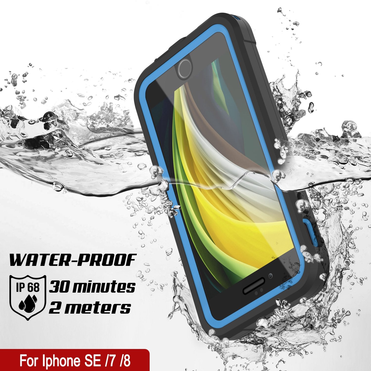 iPhone 7 Waterproof IP68 Case, Punkcase [Blue]  [Maximus Series] [Slim Fit] [IP68 Certified] [Shockresistant] Clear Armor Cover with Screen Protector | Ultimate Protection