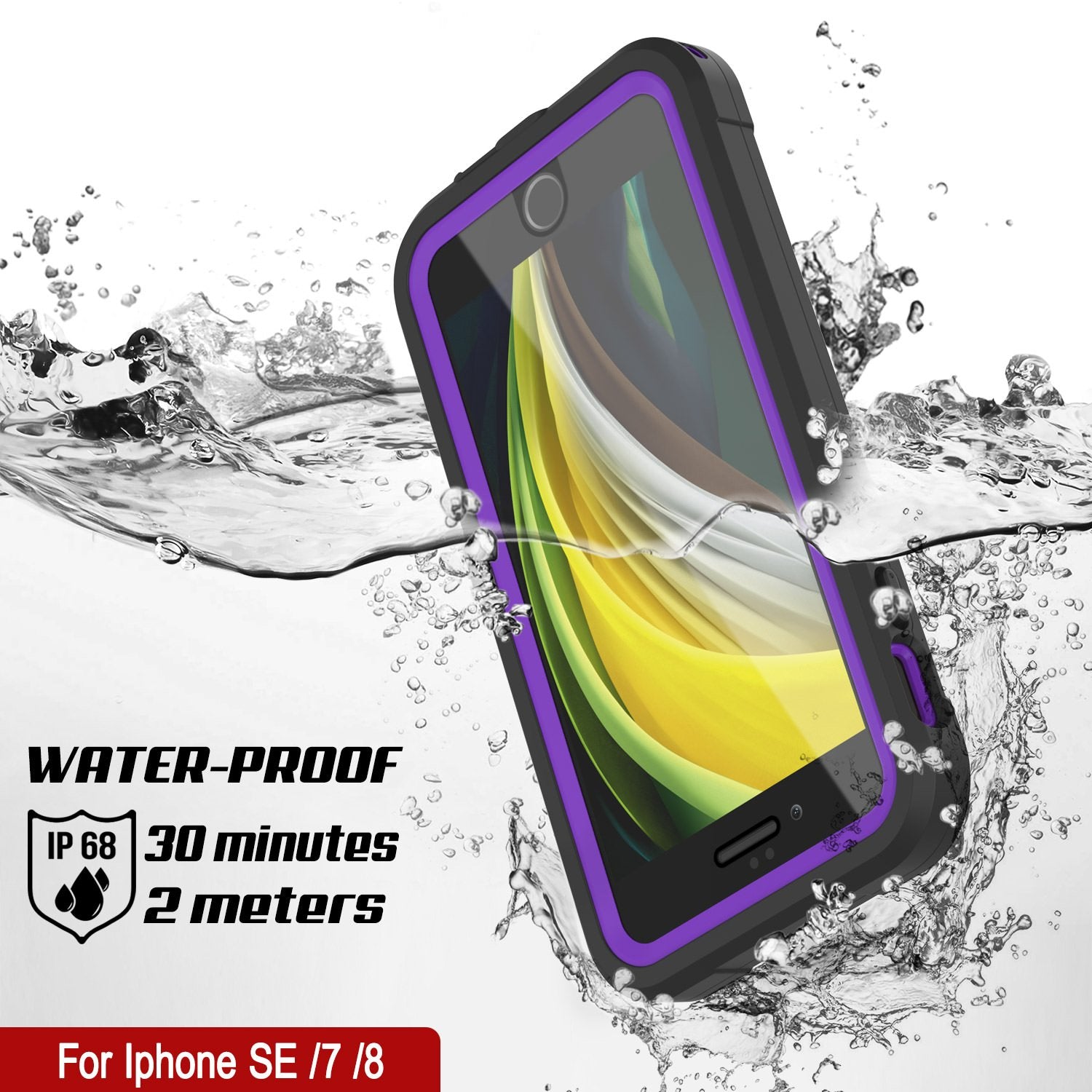 iPhone 8 Waterproof IP68 Case, Punkcase [Purple]  [Maximus Series] [Slim Fit] [IP68 Certified] [Shockresistant] Clear Armor Cover with Screen Protector | Ultimate Protection
