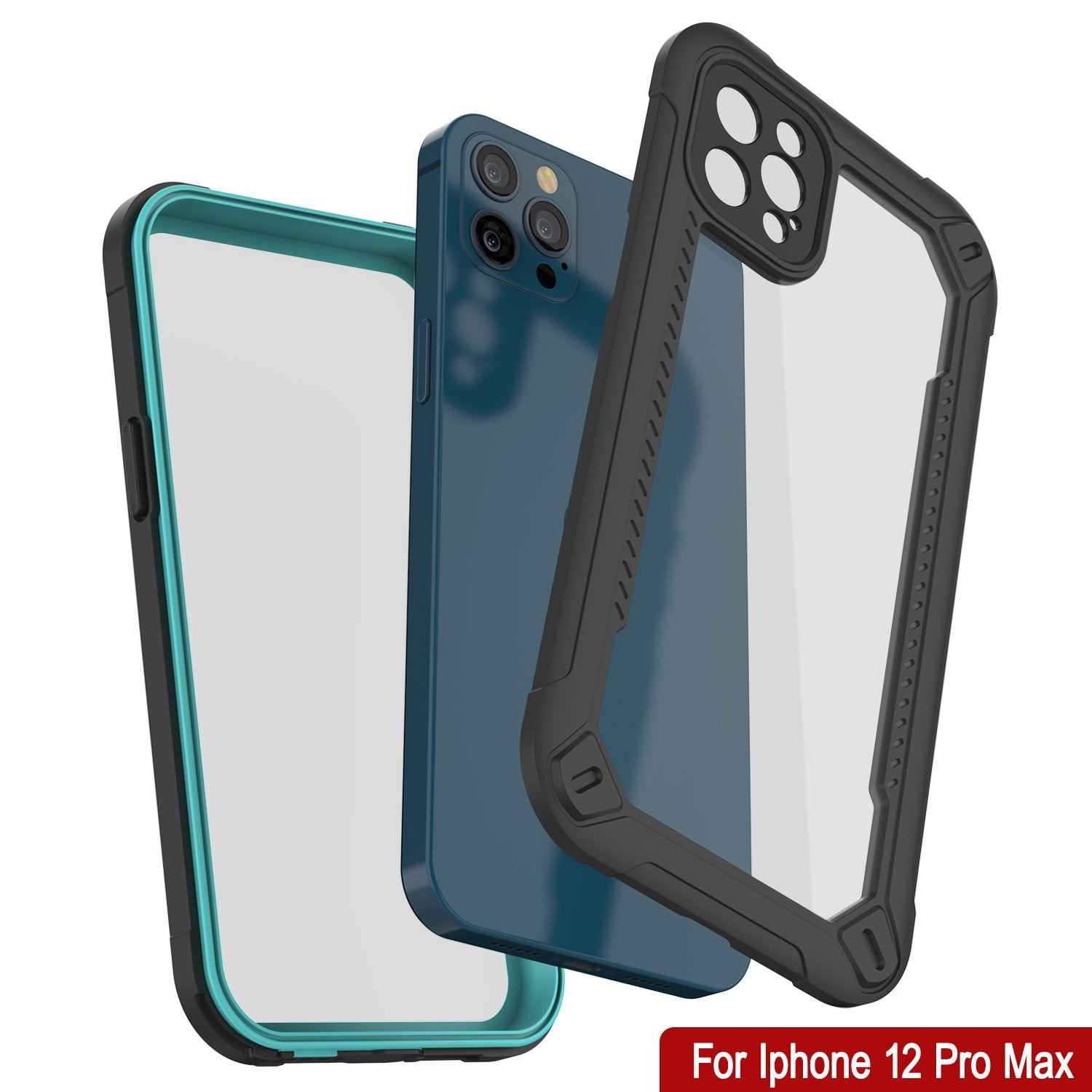 iPhone 12 Pro Max Waterproof IP68 Case, Punkcase [teal]  [Maximus Series] [Slim Fit] [IP68 Certified] [Shockresistant] Clear Armor Cover with Screen Protector | Ultimate Protection