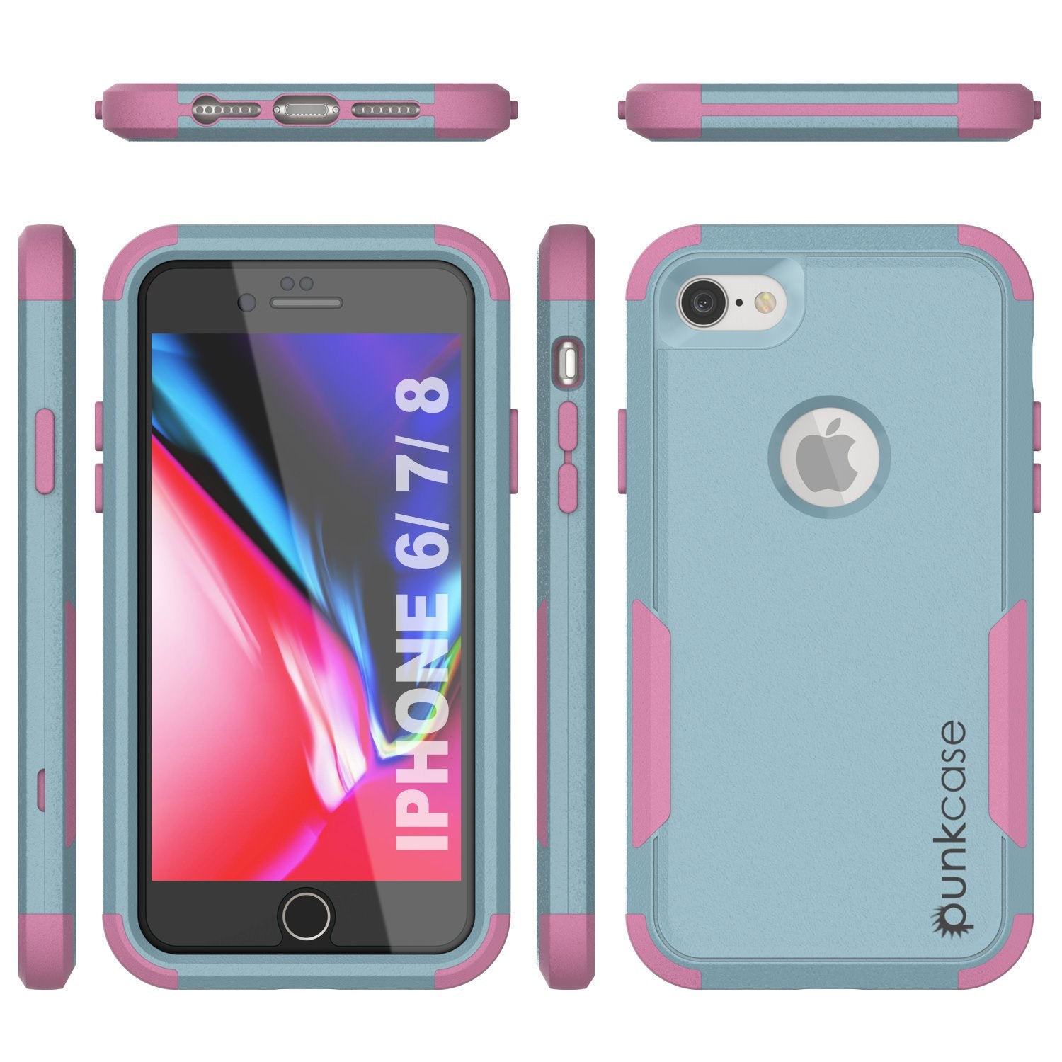 Punkcase for iPhone 8 Belt Clip Multilayer Holster Case [Patron Series] [Mint-Pink]