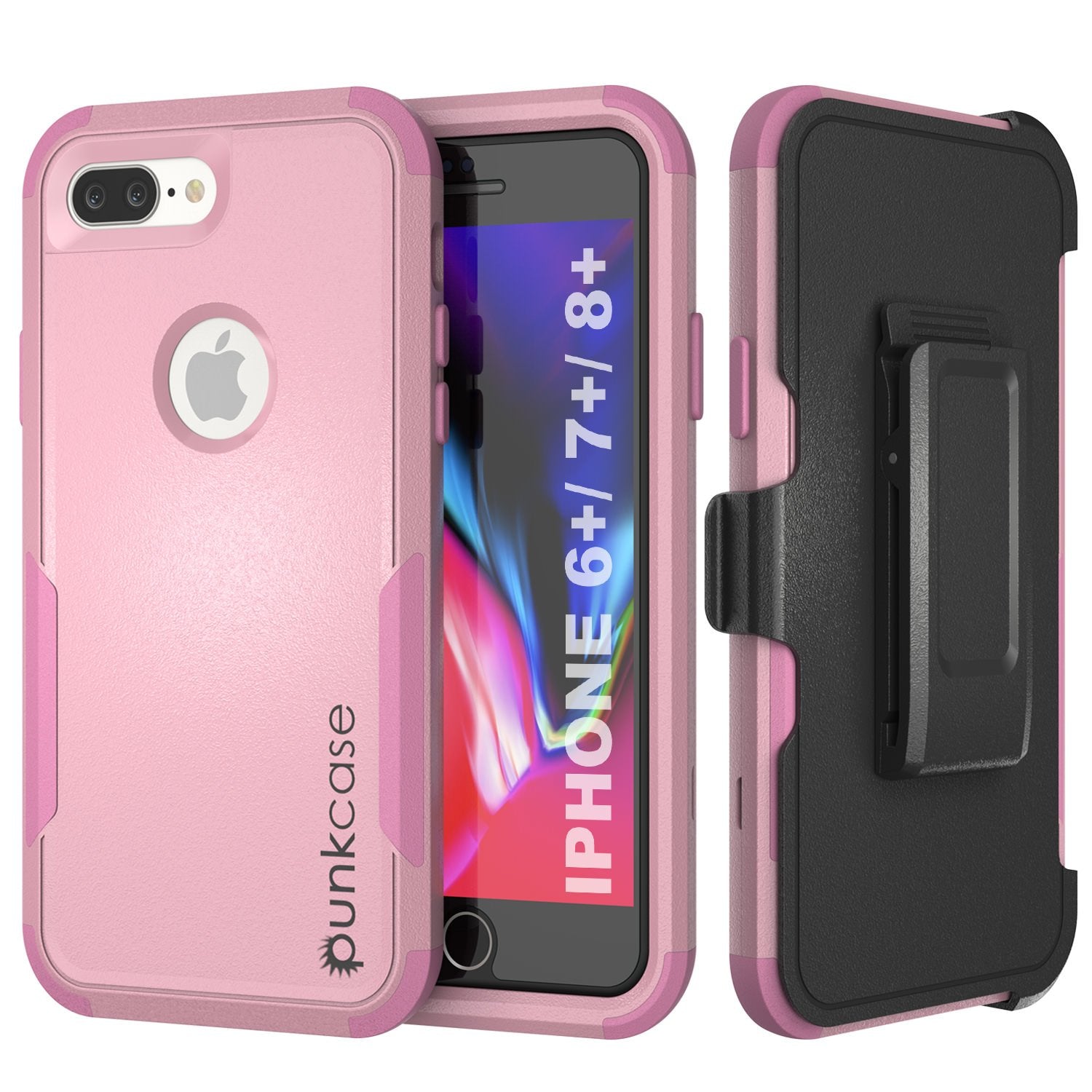 Punkcase for iPhone 7+ Plus Belt Clip Multilayer Holster Case [Patron Series] [Pink]