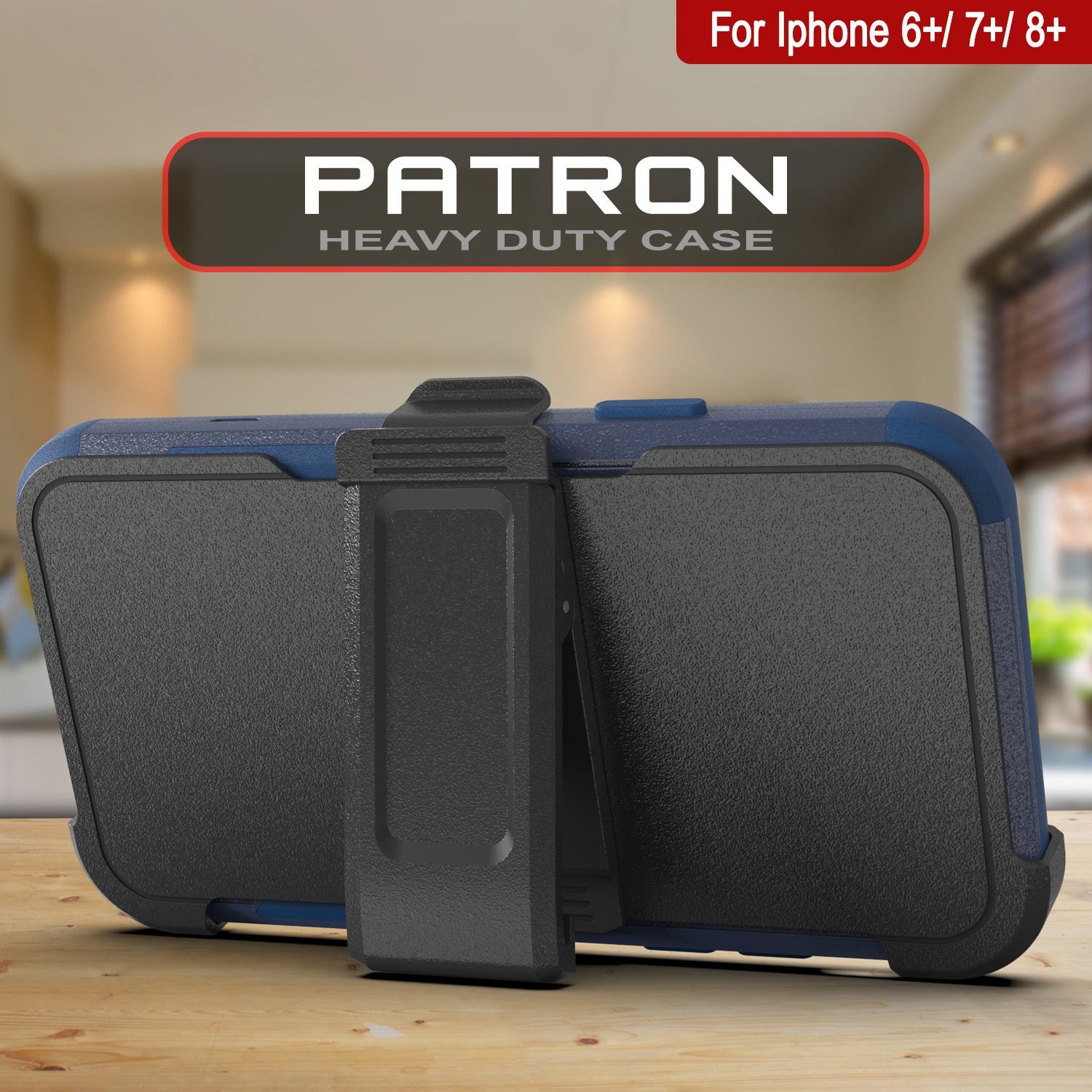 Punkcase for iPhone 8+ Plus Belt Clip Multilayer Holster Case [Patron Series] [Navy]