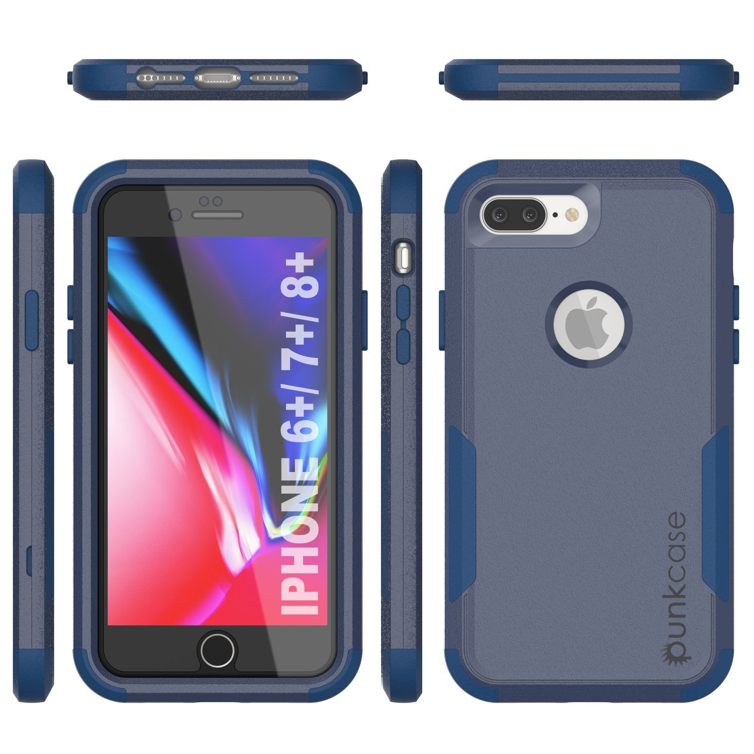 Punkcase for iPhone 7+ Plus Belt Clip Multilayer Holster Case [Patron Series] [Navy]