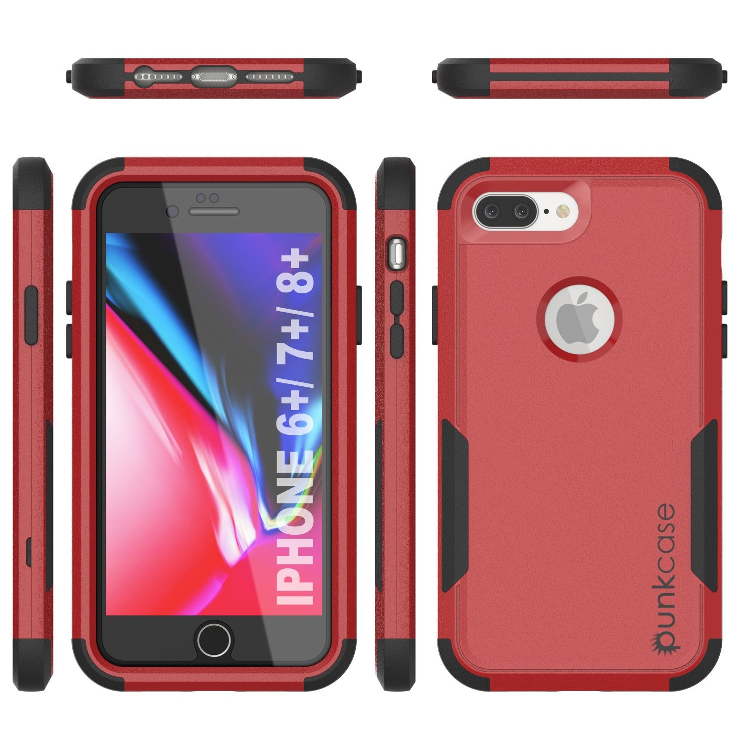 Punkcase for iPhone 7+ Plus Belt Clip Multilayer Holster Case [Patron Series] [Red-Black]