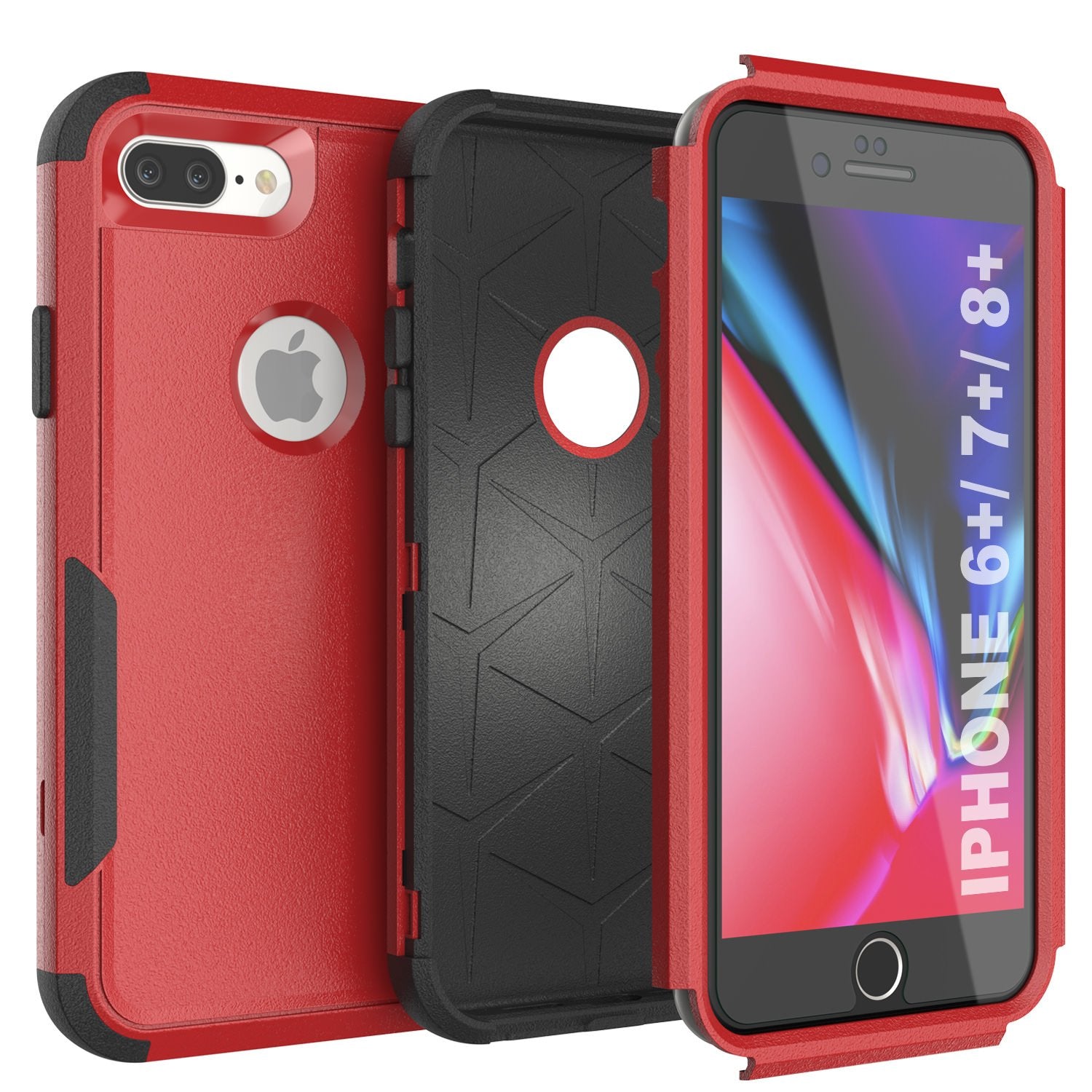 Punkcase for iPhone 6+ Plus Belt Clip Multilayer Holster Case [Patron Series] [Red-Black]