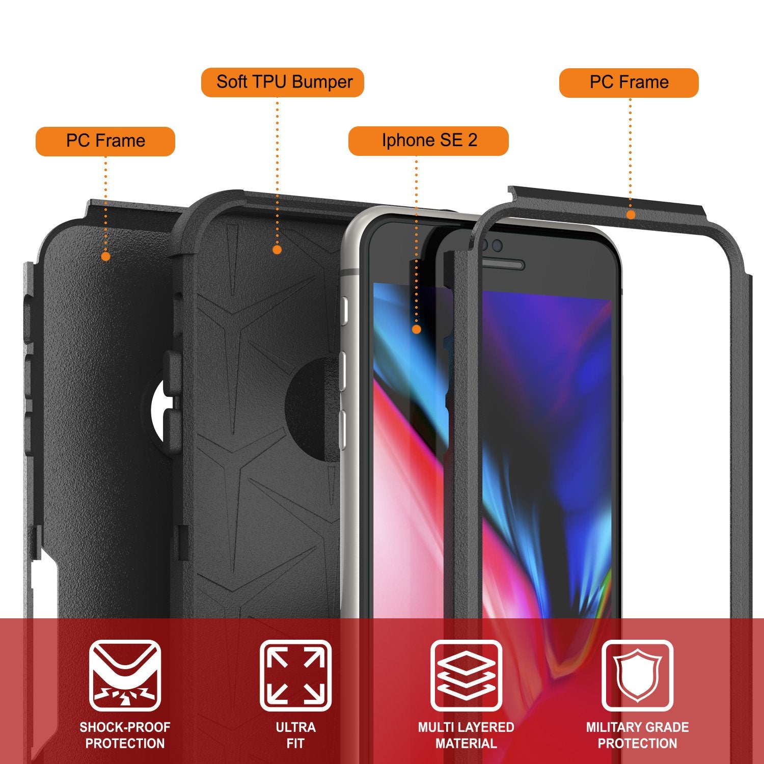 Punkcase for iPhone SE Belt Clip Multilayer Holster Case [Patron Serie