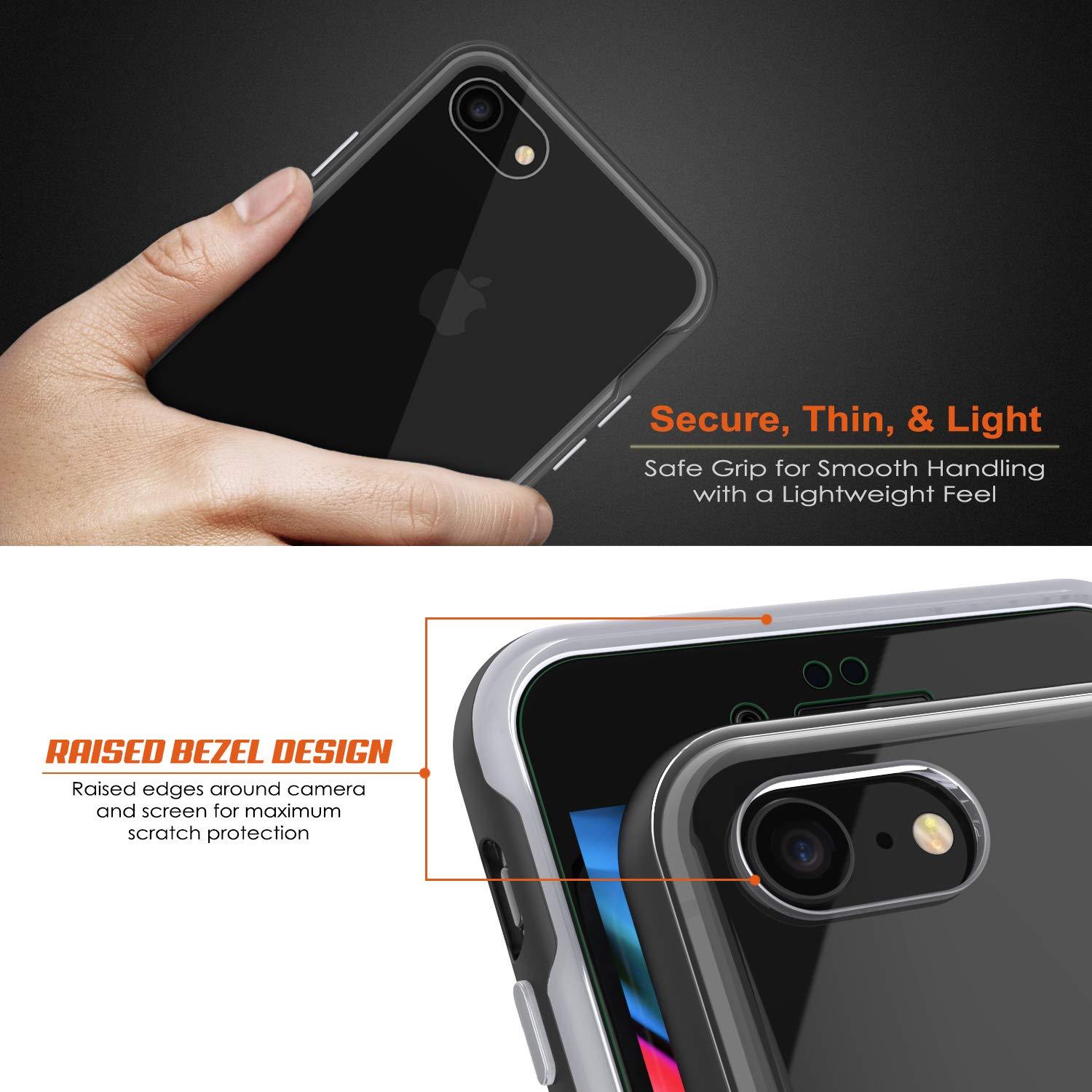 PunkCase iPhone 8 Lucid 3.0 Screen Protector W/ Anti-Shock Case [Black]