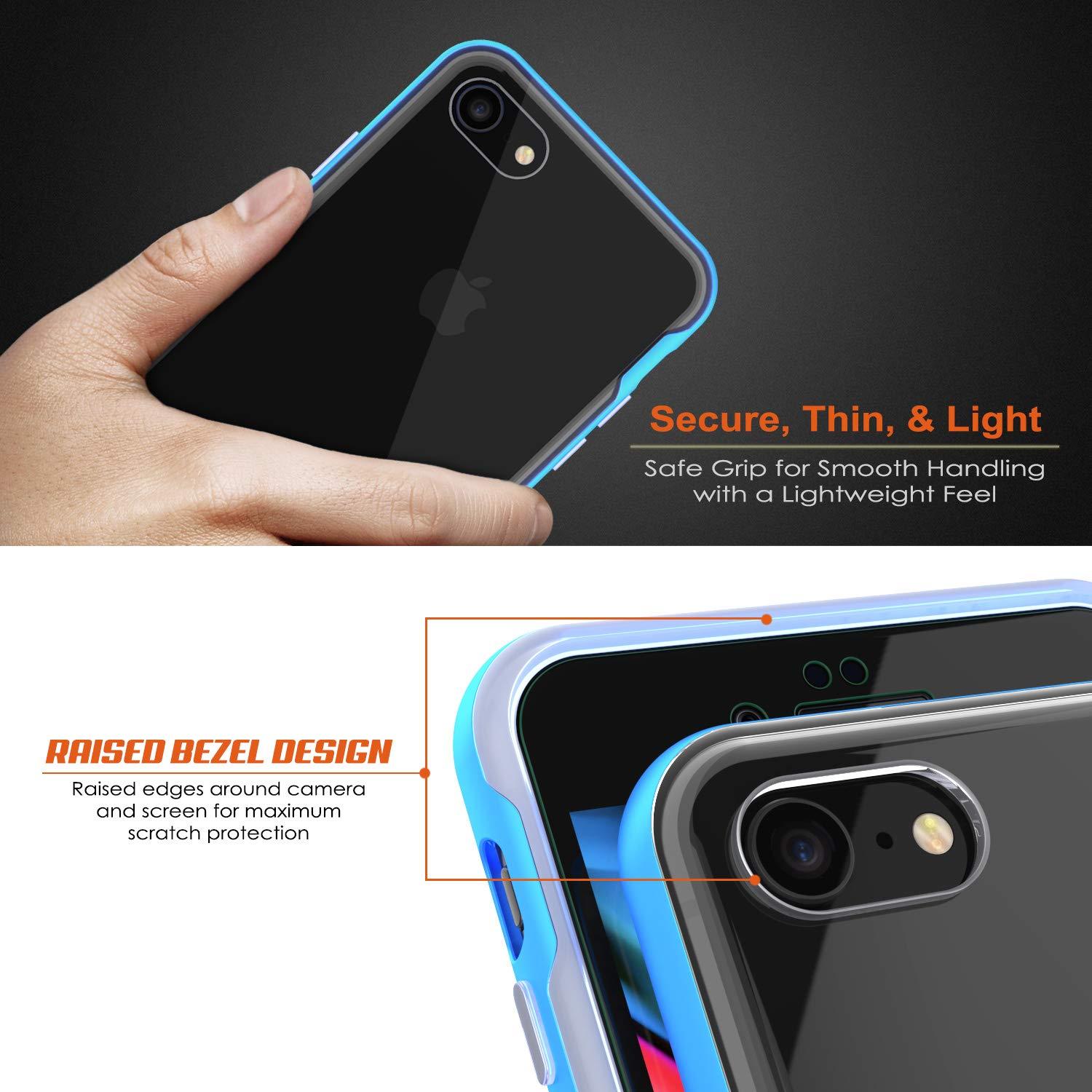 PunkCase iPhone 8 Lucid 3.0 Screen Protector W/ Anti-Shock Case [Blue]