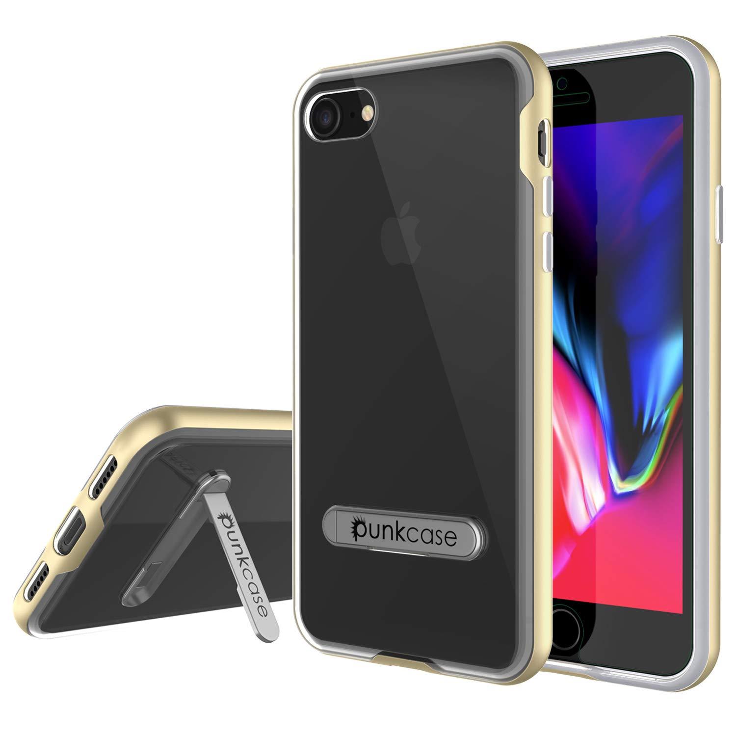 PunkCase iPhone 8 Lucid 3.0 Screen Protector W/ Anti-Shock Case [Gold]