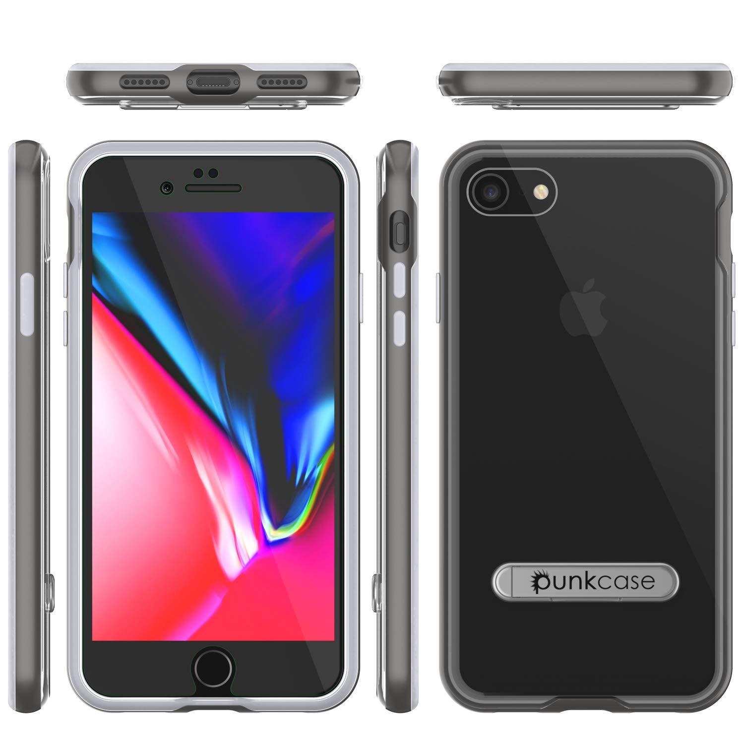 PunkCase iPhone 8 Lucid 3.0 Screen Protector W/ Anti-Shock Case [Grey]