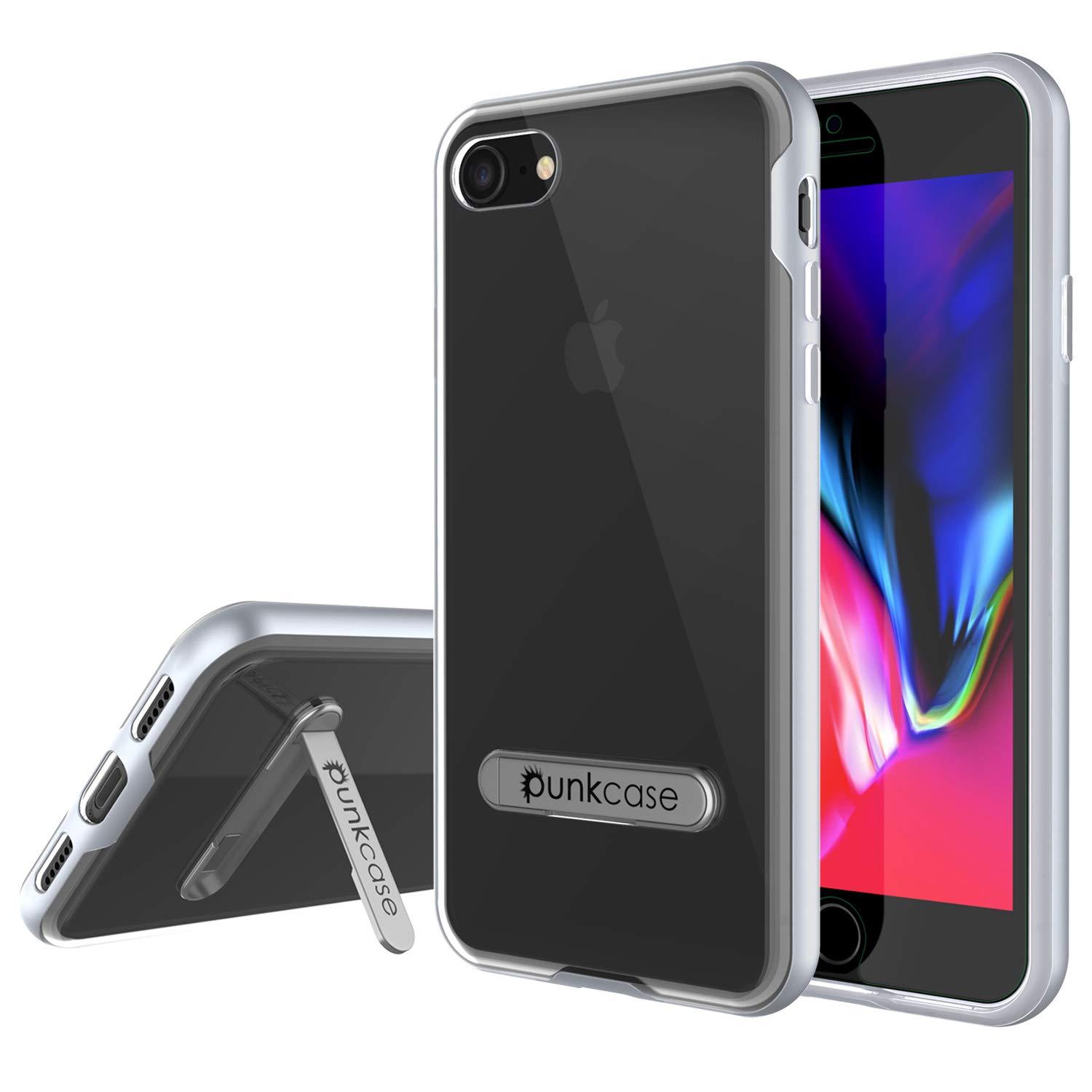 PunkCase iPhone 8 Lucid 3.0 Screen Protector W/ Anti-Shock Case [Silver]