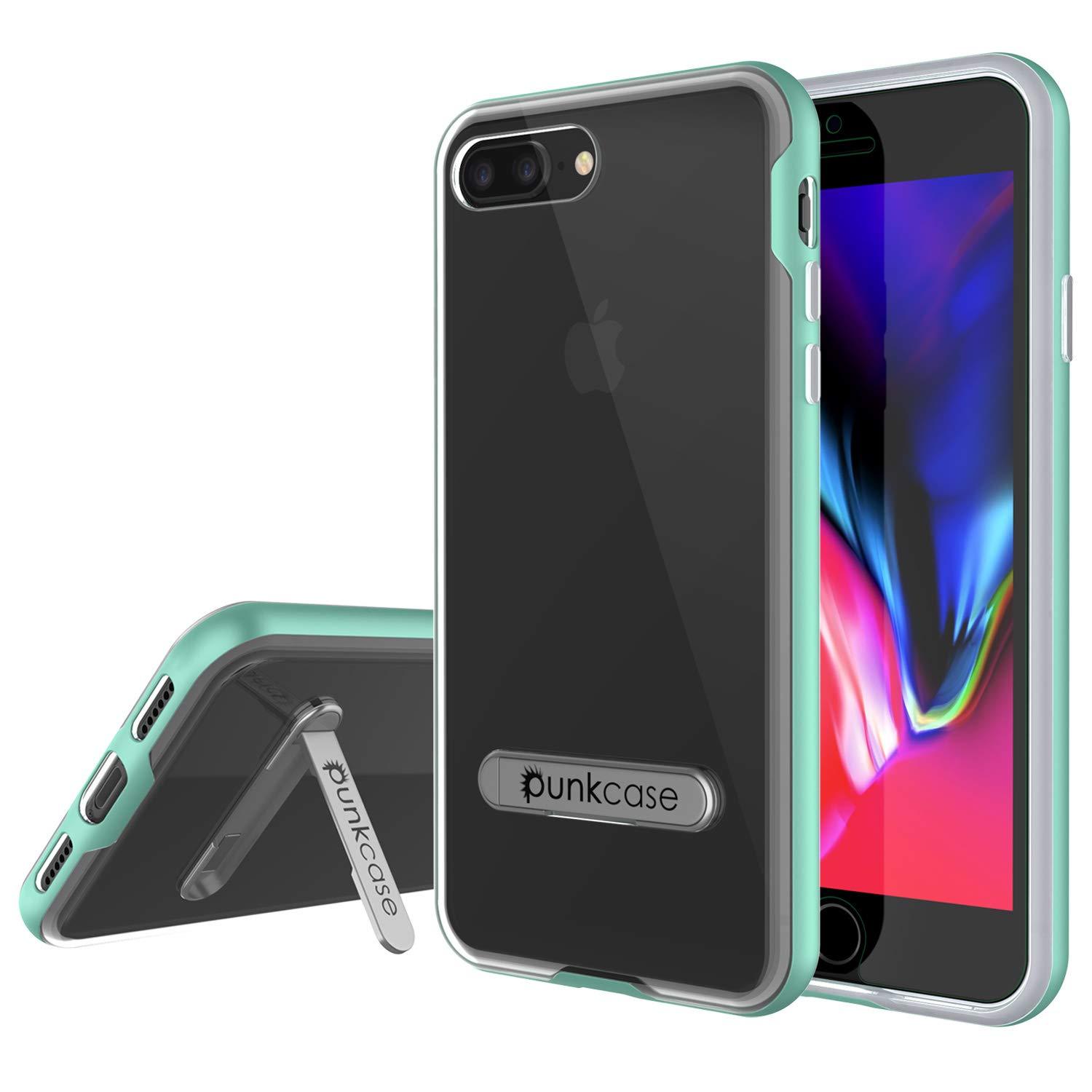 PunkCase iPhone 8+ Plus Lucid 3.0 Screen Protector W/ Anti-Shock Case [Teal]