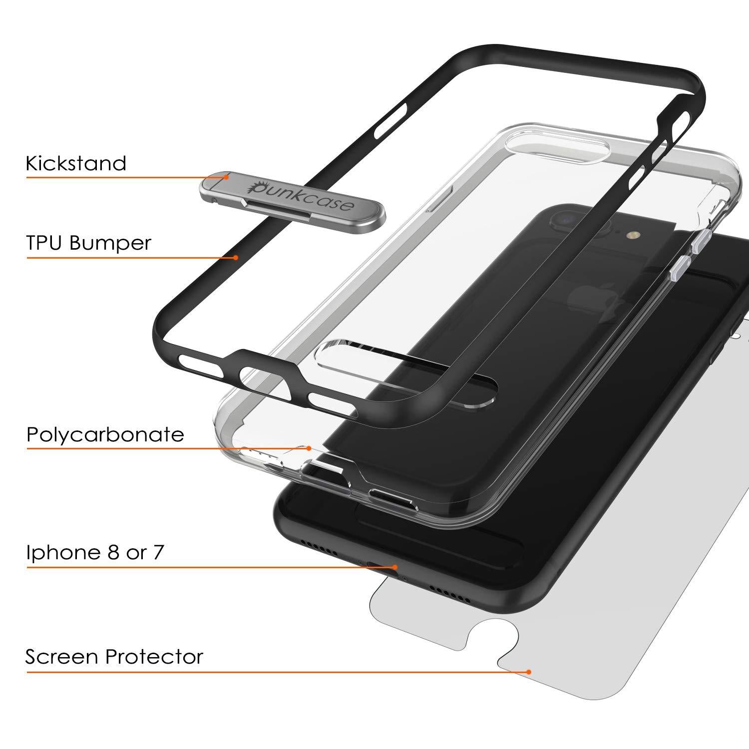 PunkCase iPhone 8+ Plus Lucid 3.0 Screen Protector W/ Anti-Shock Case [Black]