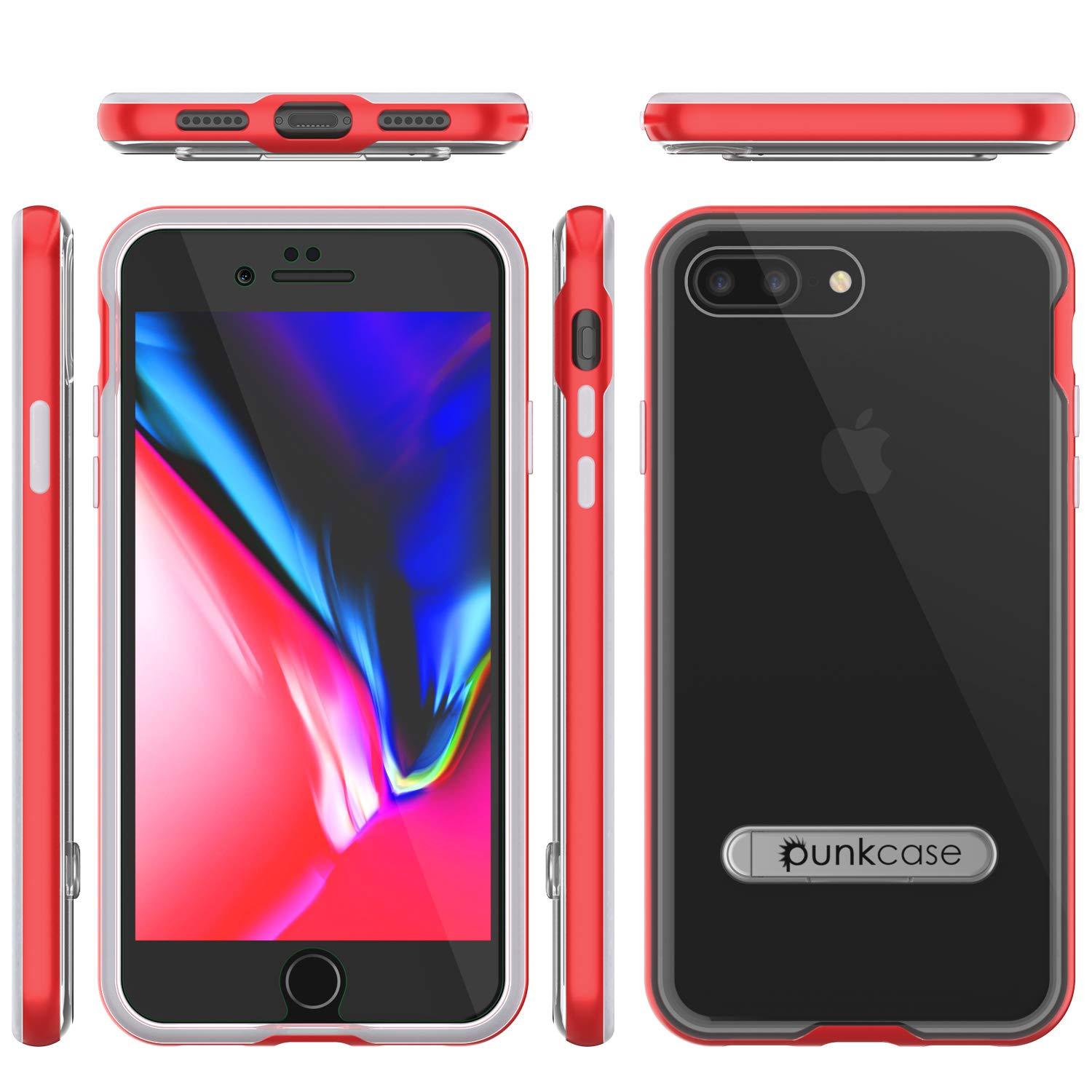 PunkCase iPhone 8+ Plus Lucid 3.0 Screen Protector W/ Anti-Shock Case [Red]