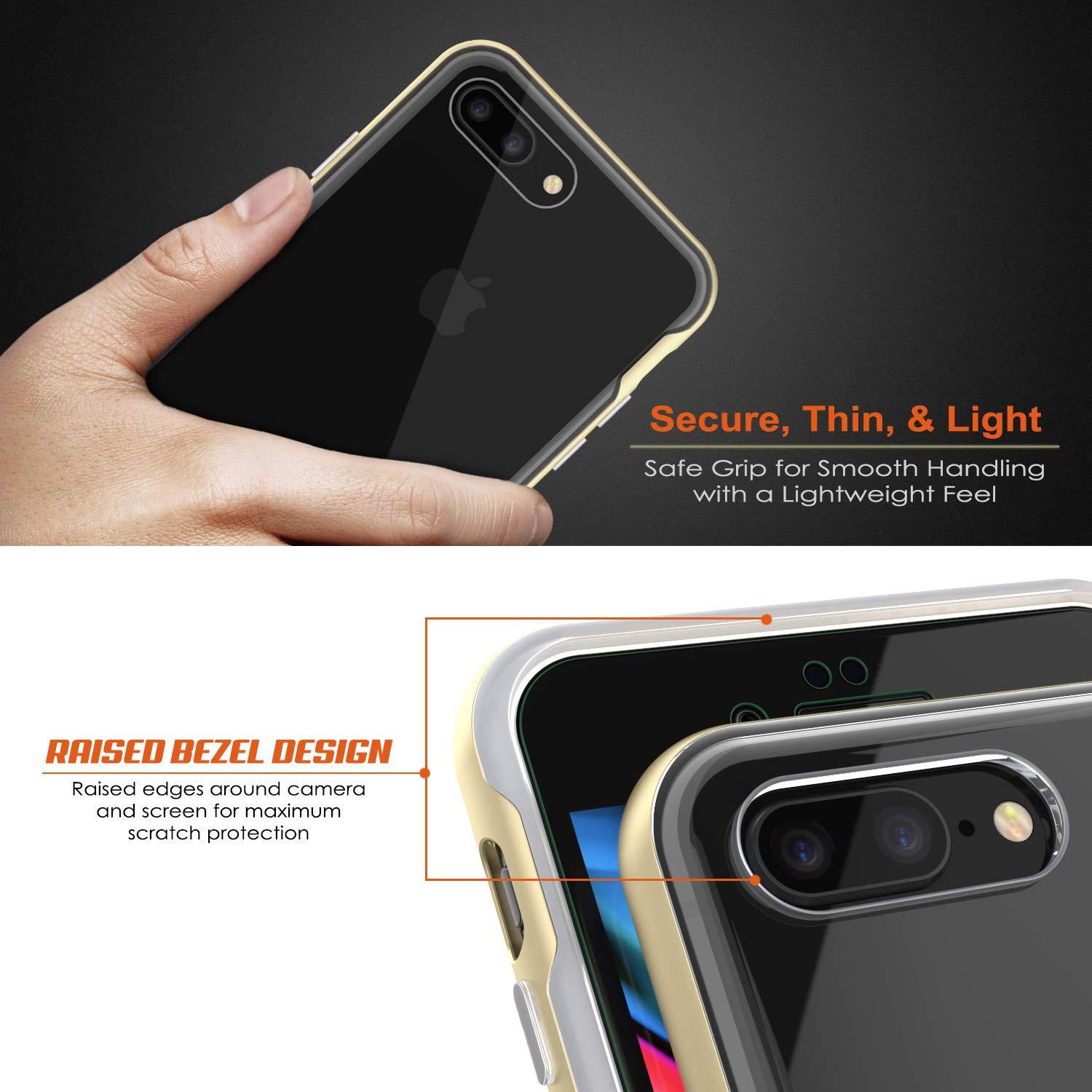 PunkCase iPhone 8+ Plus Lucid 3.0 Screen Protector W/ Anti-Shock Case [Gold]