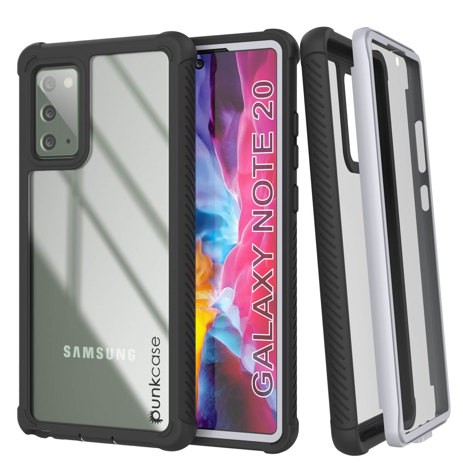 Punkcase Galaxy Note 20 Case, [Spartan Series] White Rugged Heavy Duty Cover W/Built in Screen Protector