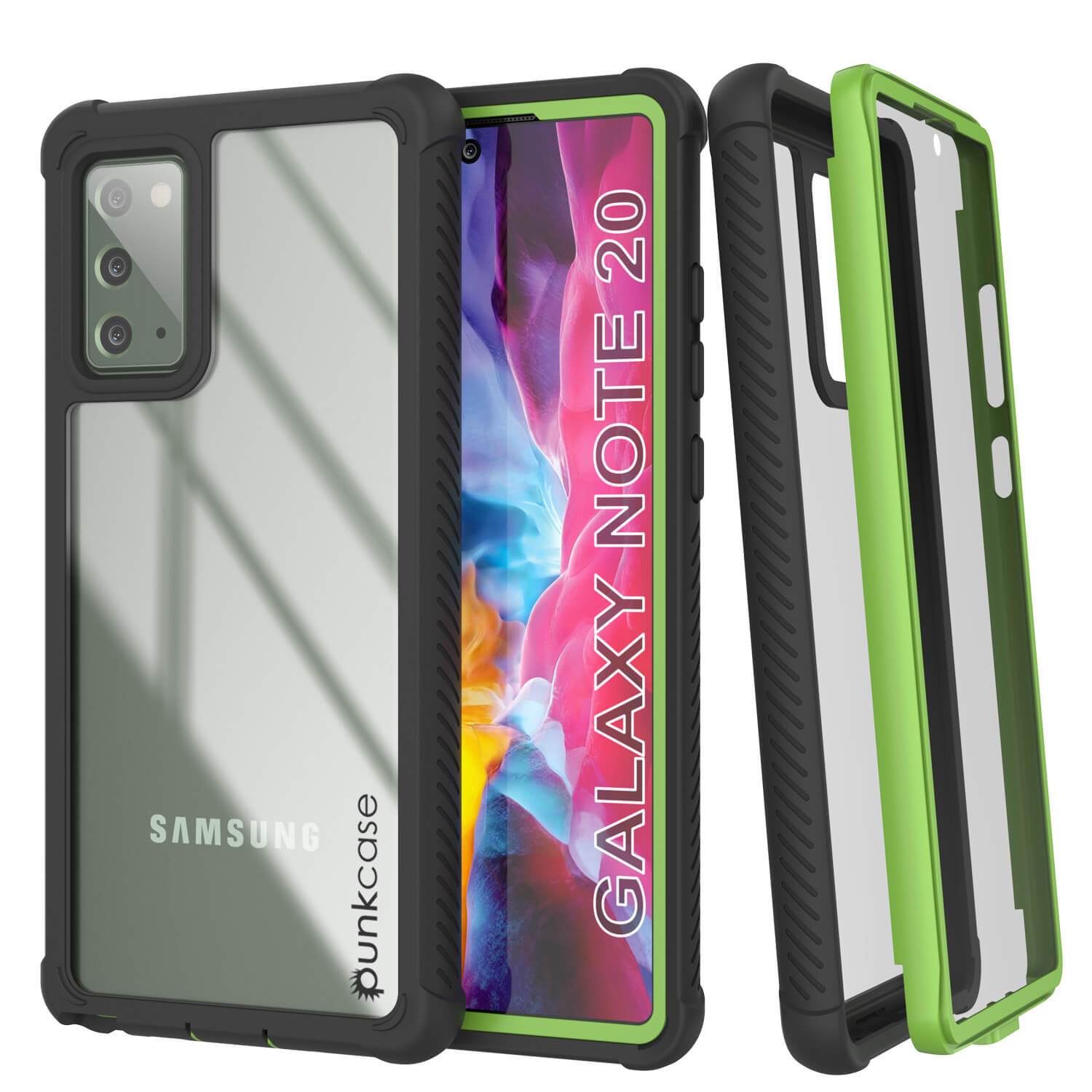 Punkcase Galaxy Note 20 Case, [Spartan Series] Light Green Rugged Heavy Duty Cover W/Built in Screen Protector