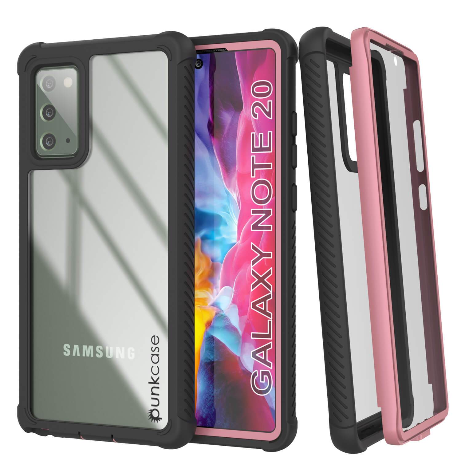 Punkcase Galaxy Note 20 Case, [Spartan Series] Pink Rugged Heavy Duty Cover W/Built in Screen Protector
