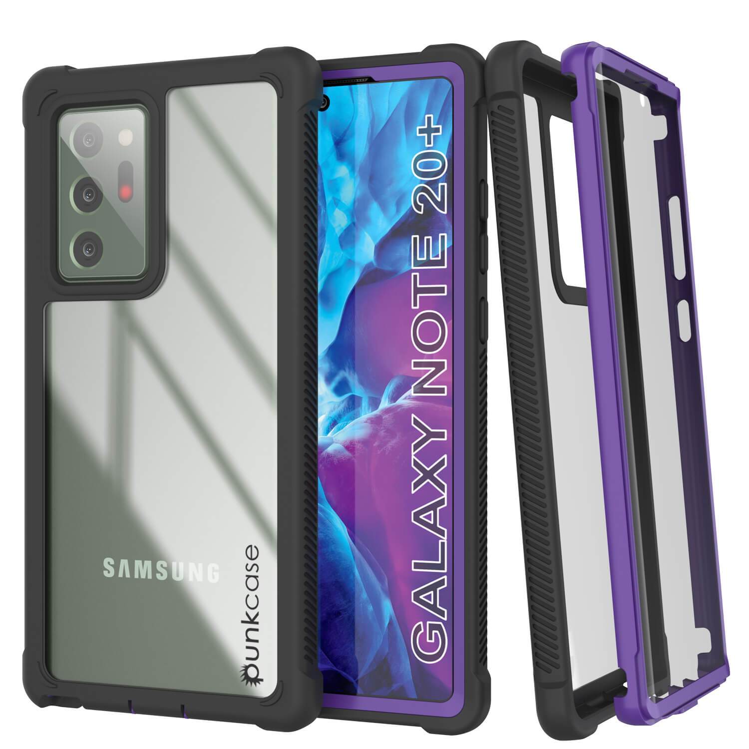 Punkcase Galaxy Note 20 Ultra Case, [Spartan Series] Purple Rugged Heavy Duty Cover W/Built in Screen Protector