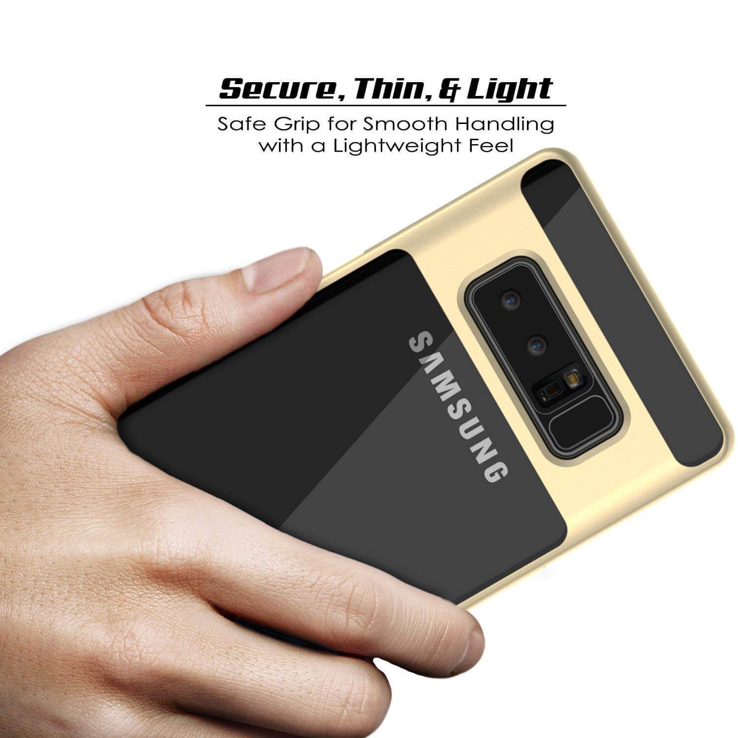 Capinha de Armadura Lucid 3.0 Punksase para Galaxy Note 8 com Suporte Integrado e Película de Proteção  [Ouro]