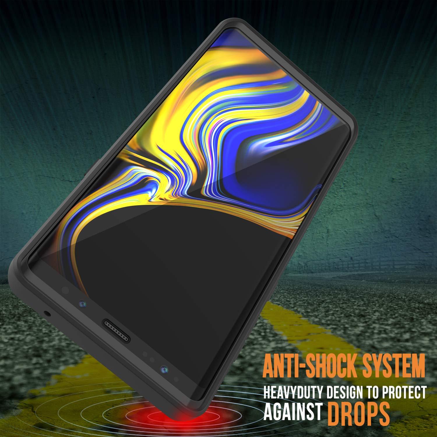 Punkcase Galaxy Note 9 Case, [Spartan Series] Black Rugged Heavy Duty Cover W/Built in Screen Protector