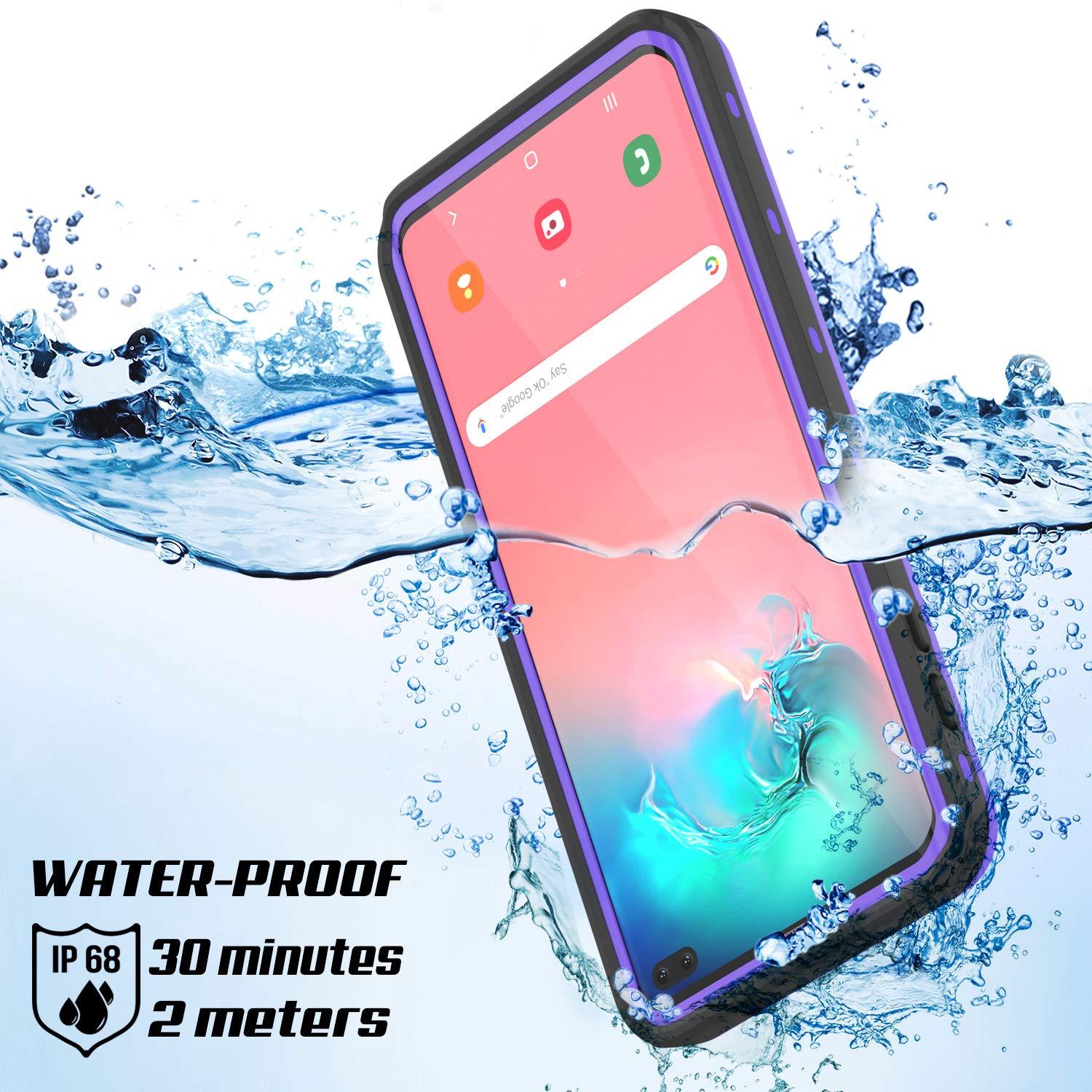 Galaxy S10+ Plus Waterproof Case, Punkcase [KickStud Series] Armor Cover [Purple]