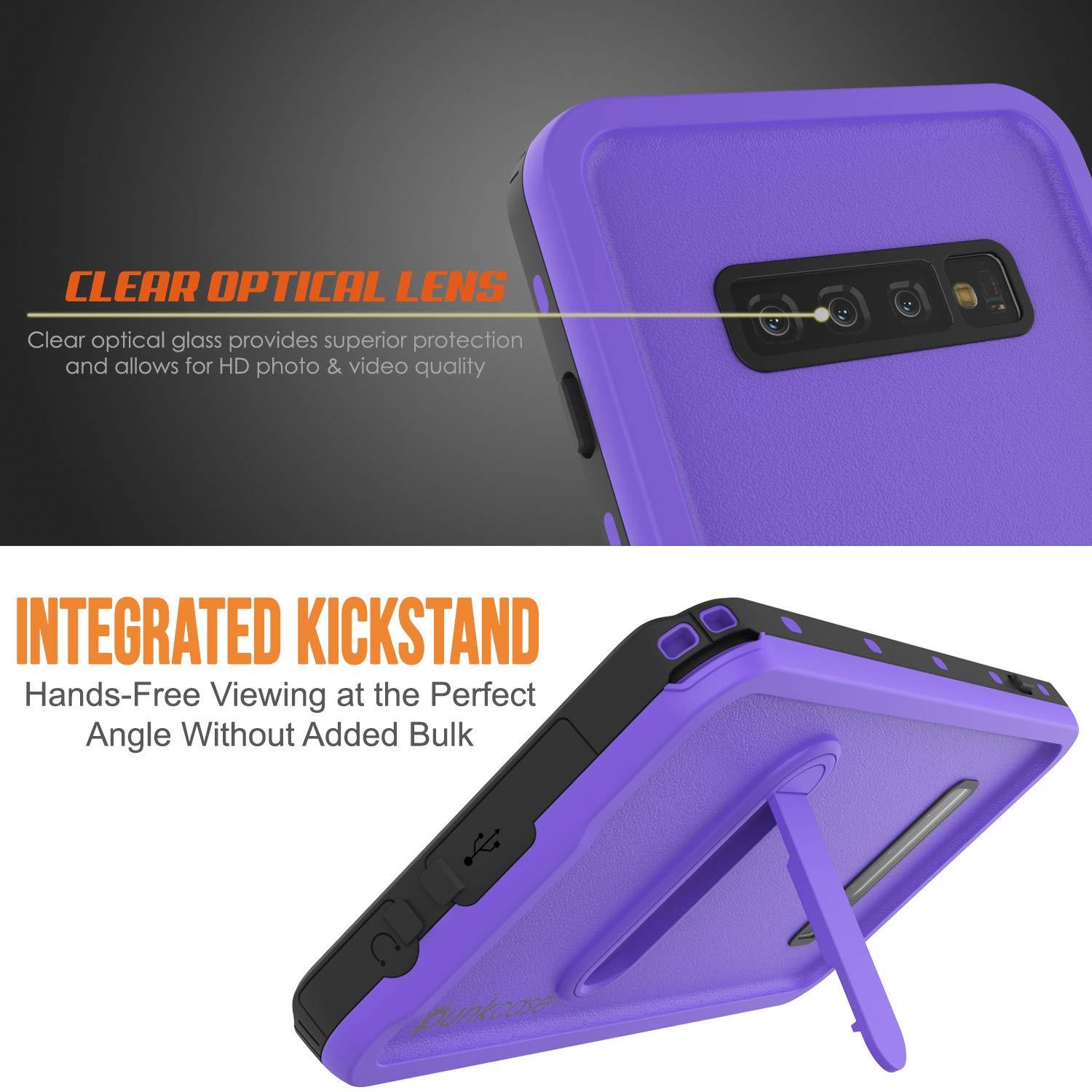 Galaxy S10+ Plus Waterproof Case, Punkcase [KickStud Series] Armor Cover [Purple]