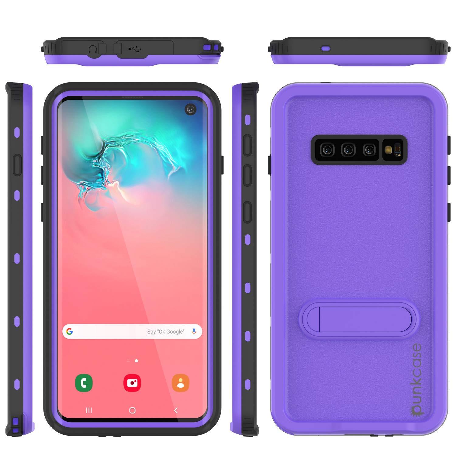 Galaxy S10 Waterproof Case, Punkcase [KickStud Series] Armor Cover [Purple]