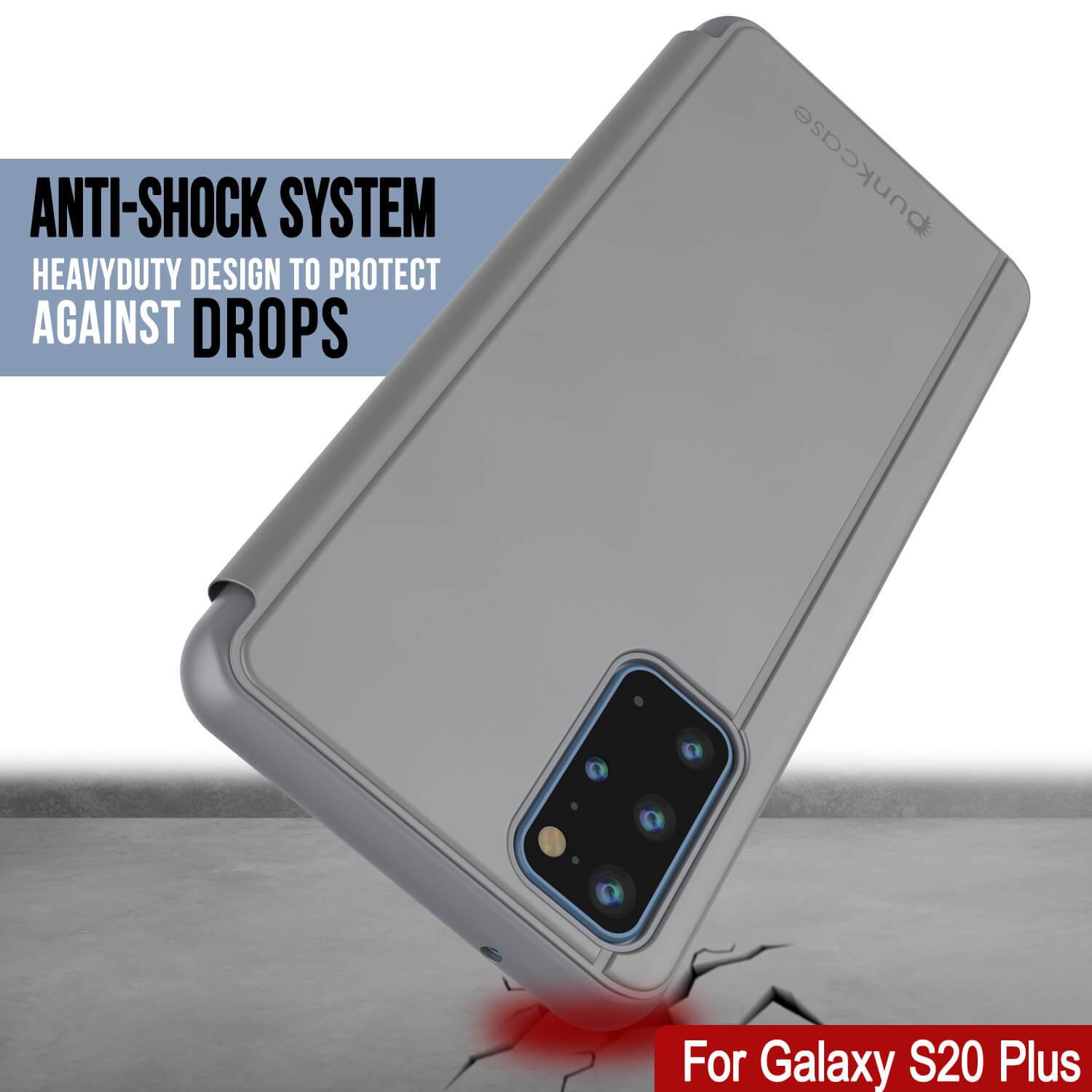 Punkcase Galaxy S20+ Plus Reflector Case Protective Flip Cover [Silver]