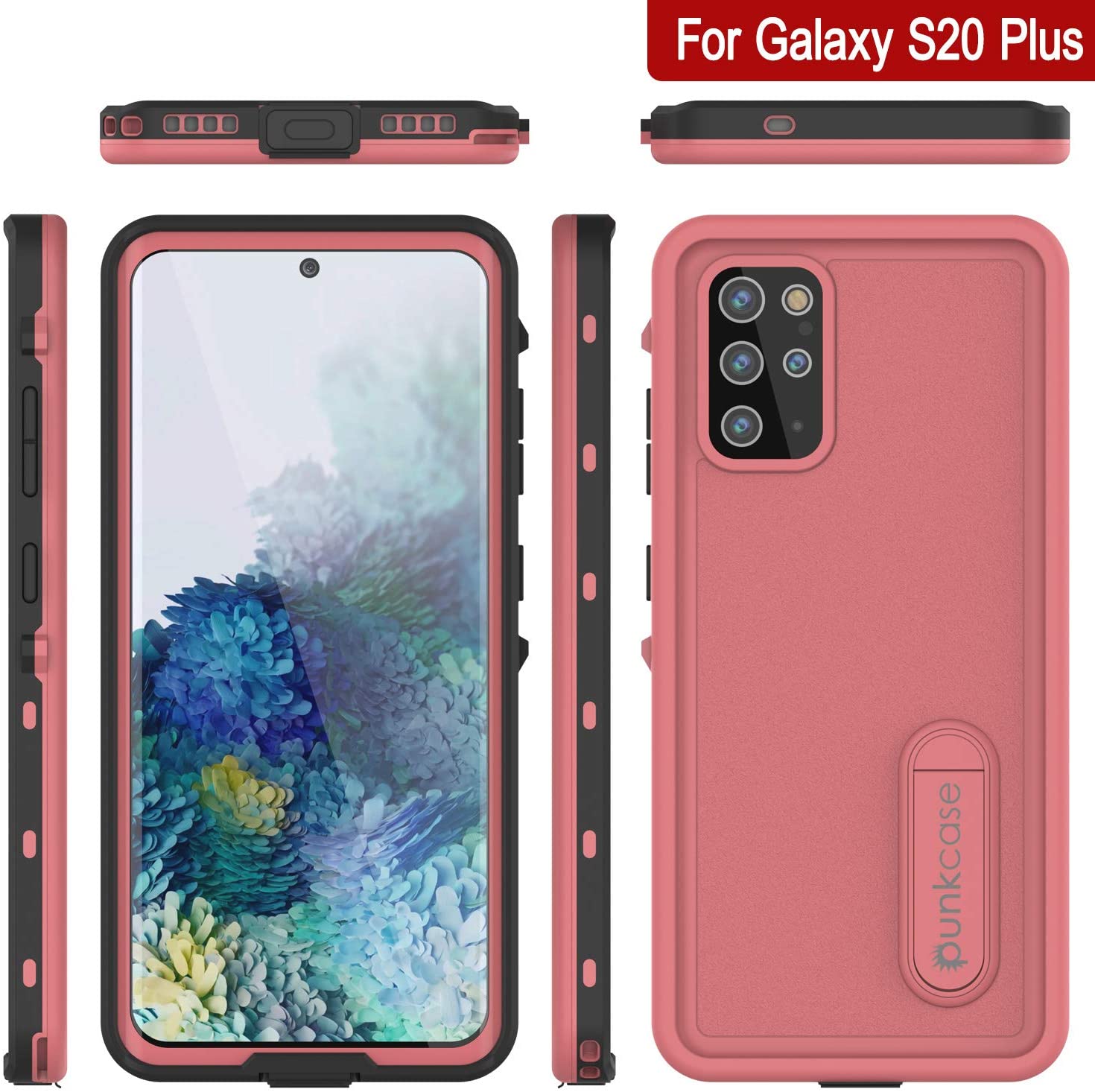 Galaxy S20+ Plus Waterproof Case, Punkcase [KickStud Series] Armor Cover [Pink]