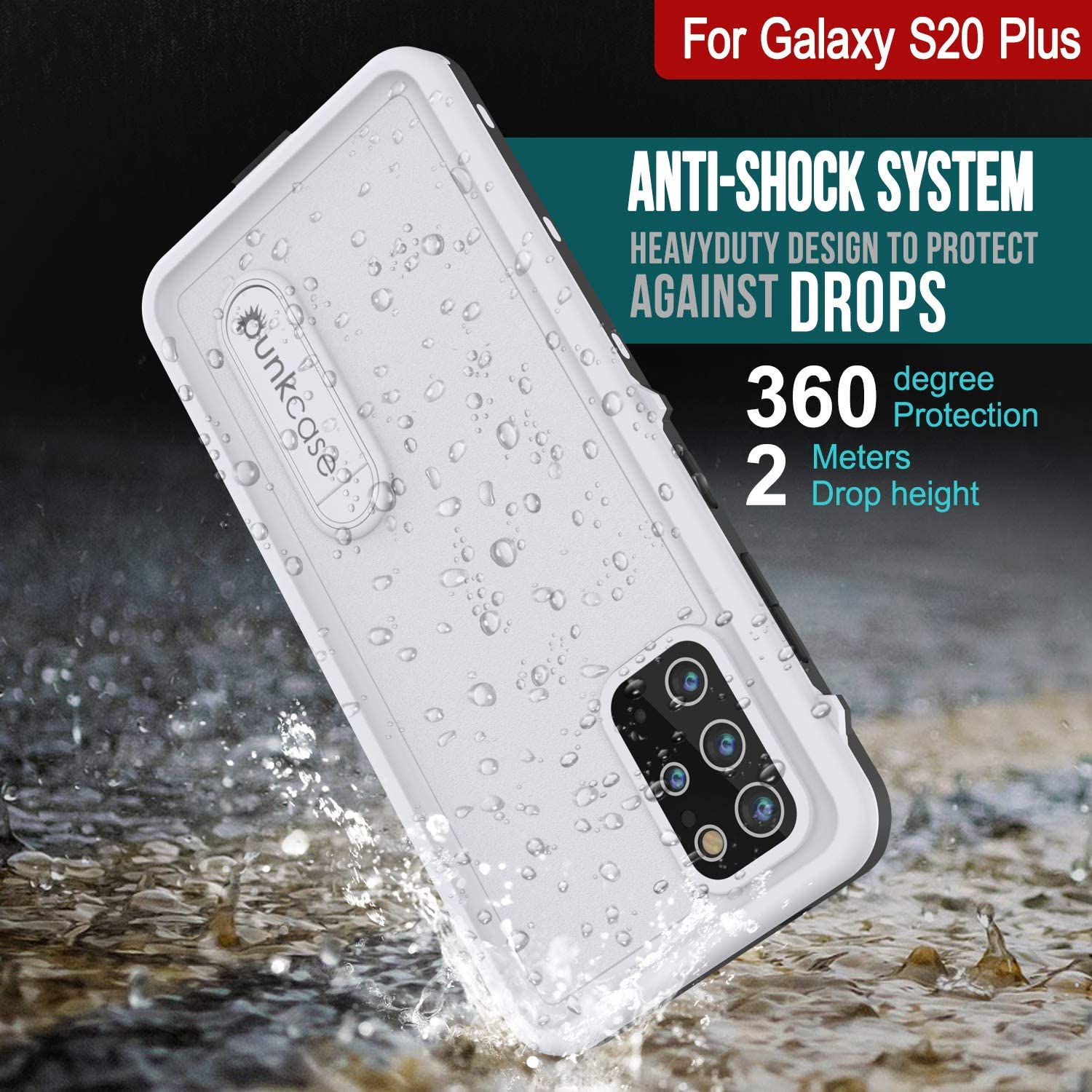 Galaxy S20+ Plus Waterproof Case, Punkcase [KickStud Series] Armor Cover [White]