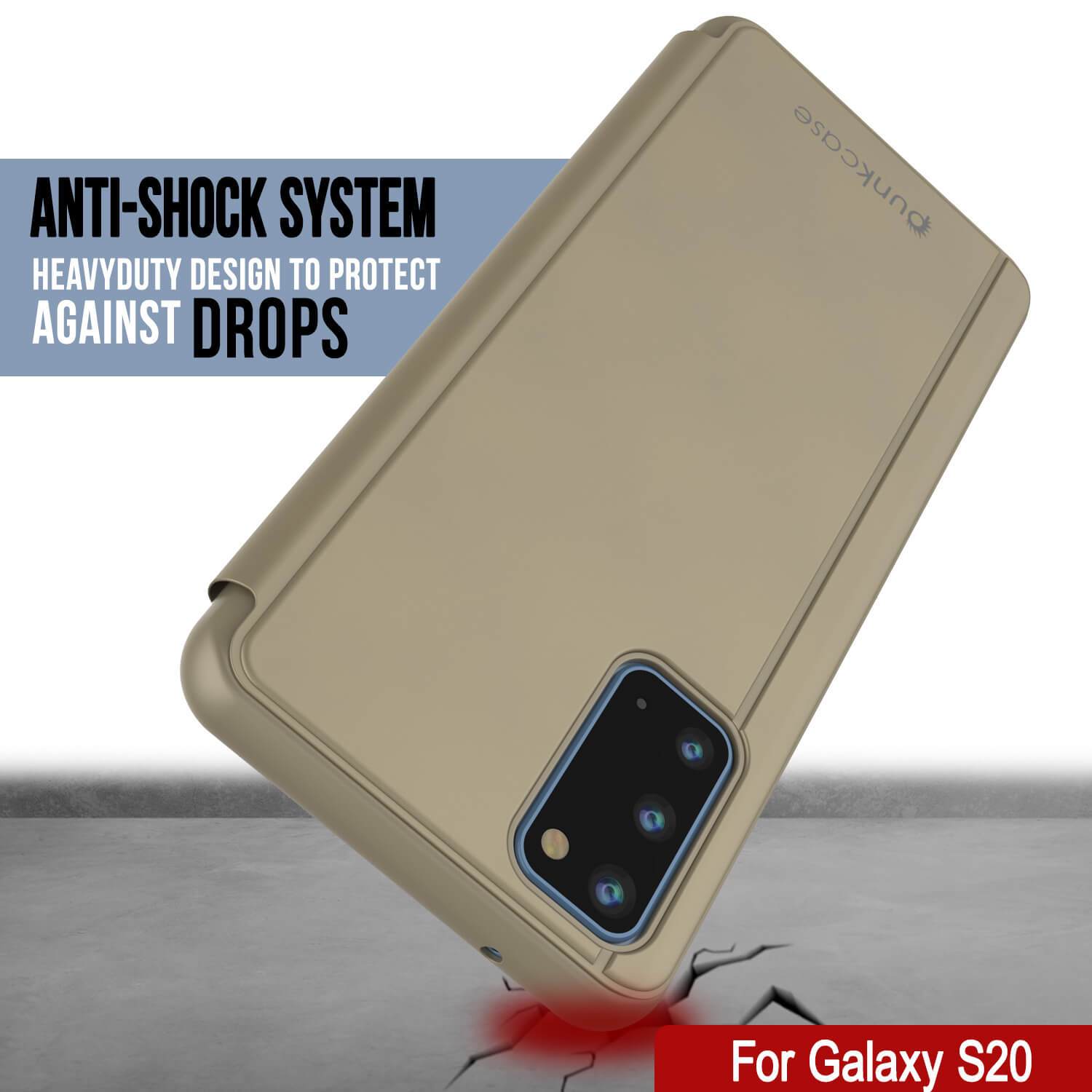 Punkcase Galaxy S20 Reflector Case Protective Flip Cover [Gold]