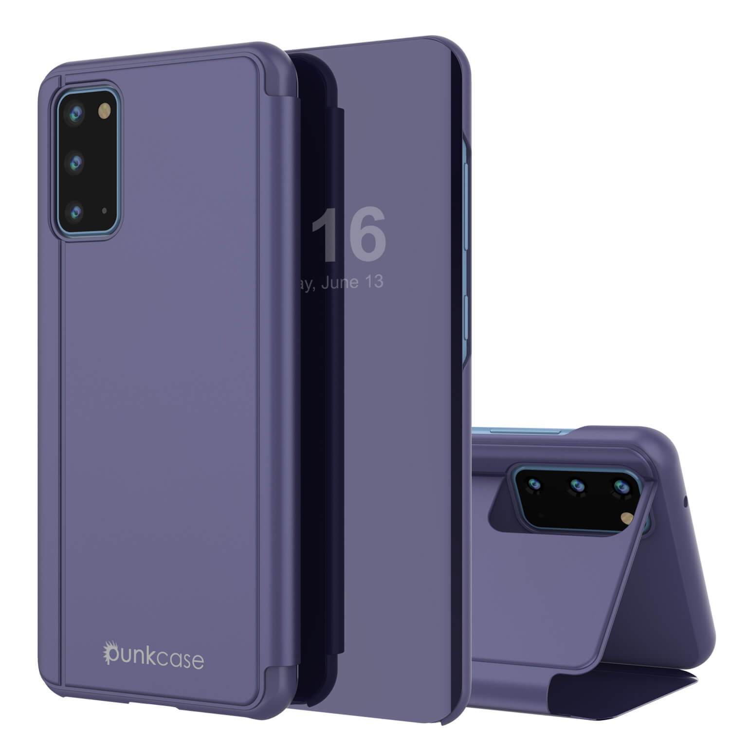 Punkcase Galaxy S20 Reflector Case Protective Flip Cover [Purple]