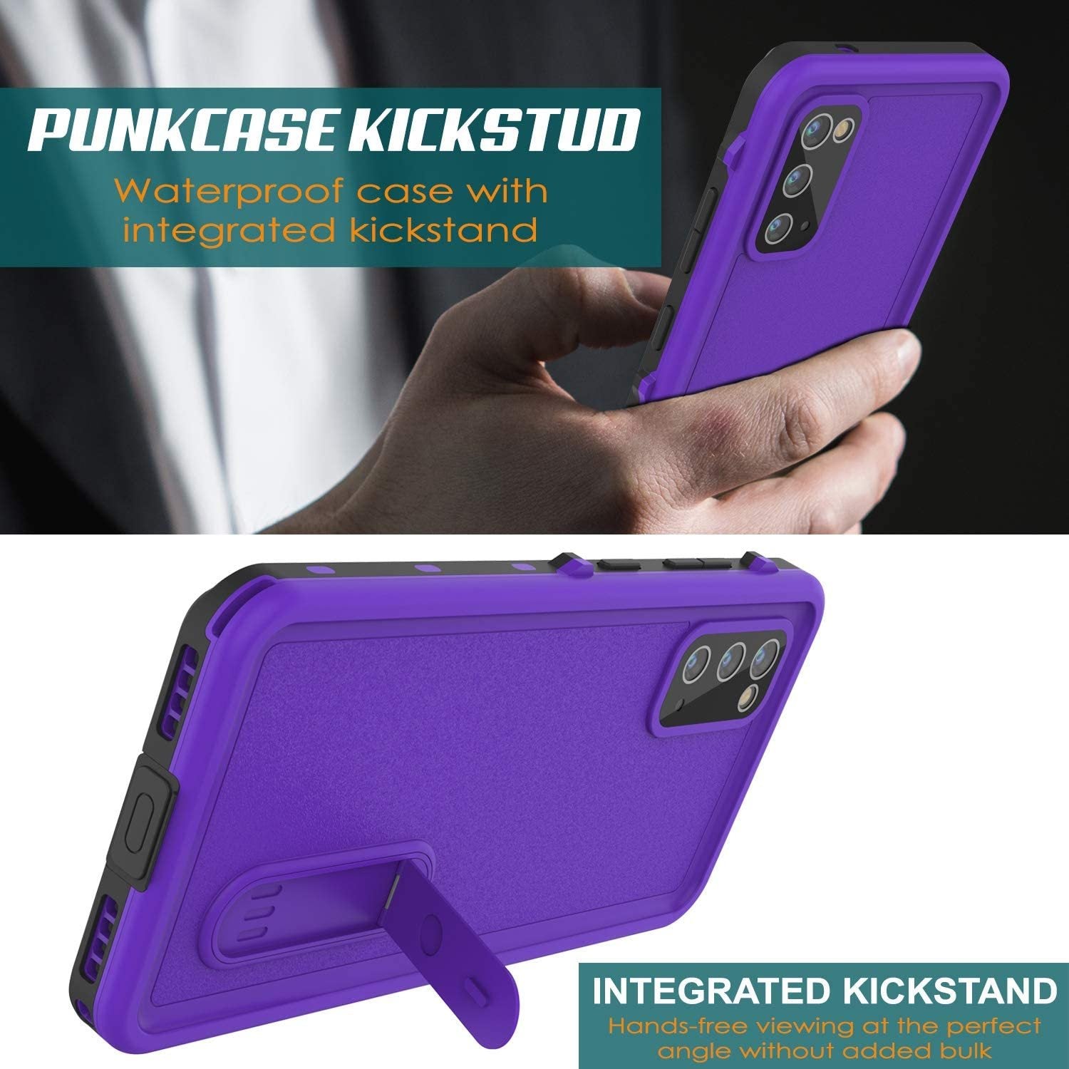 Galaxy S20 Waterproof Case, Punkcase [KickStud Series] Armor Cover [Purple]