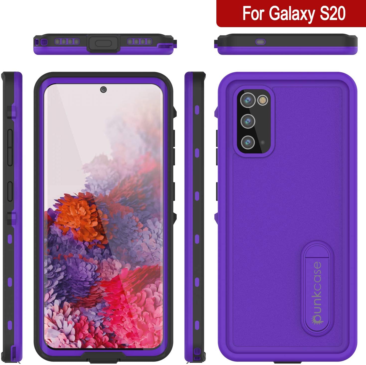 Galaxy S20 Waterproof Case, Punkcase [KickStud Series] Armor Cover [Purple]