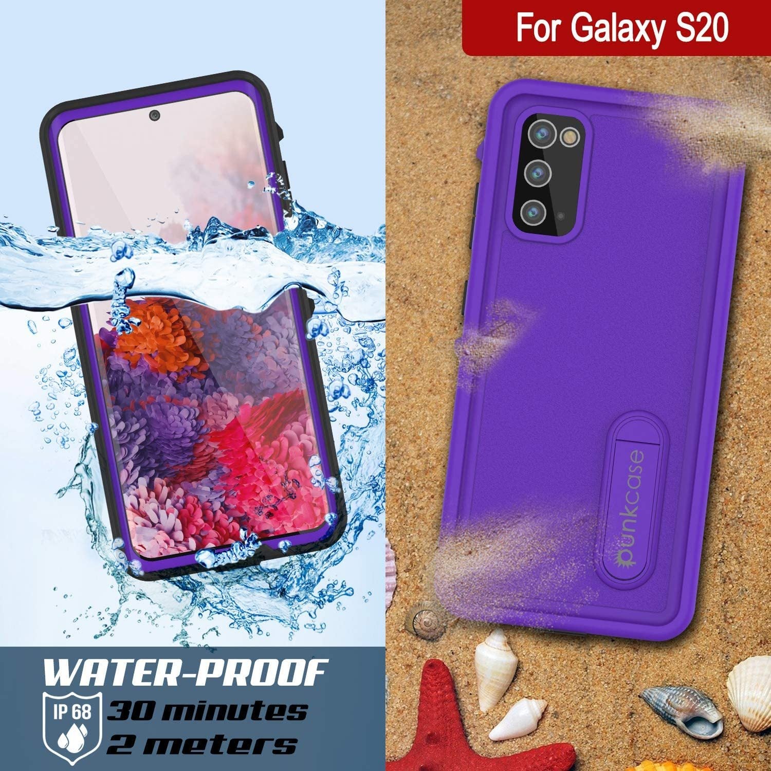 Galaxy S20 Waterproof Case, Punkcase [KickStud Series] Armor Cover [Purple]