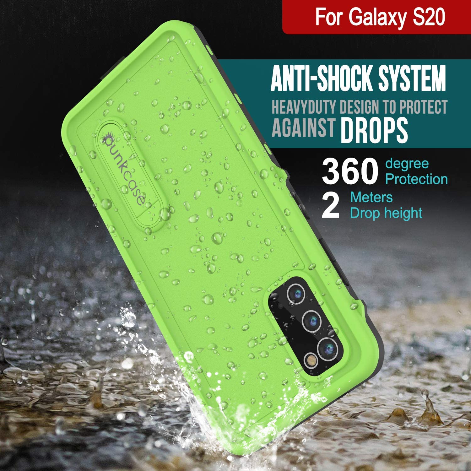 Galaxy S20 Waterproof Case, Punkcase [KickStud Series] Armor Cover [Light Green]