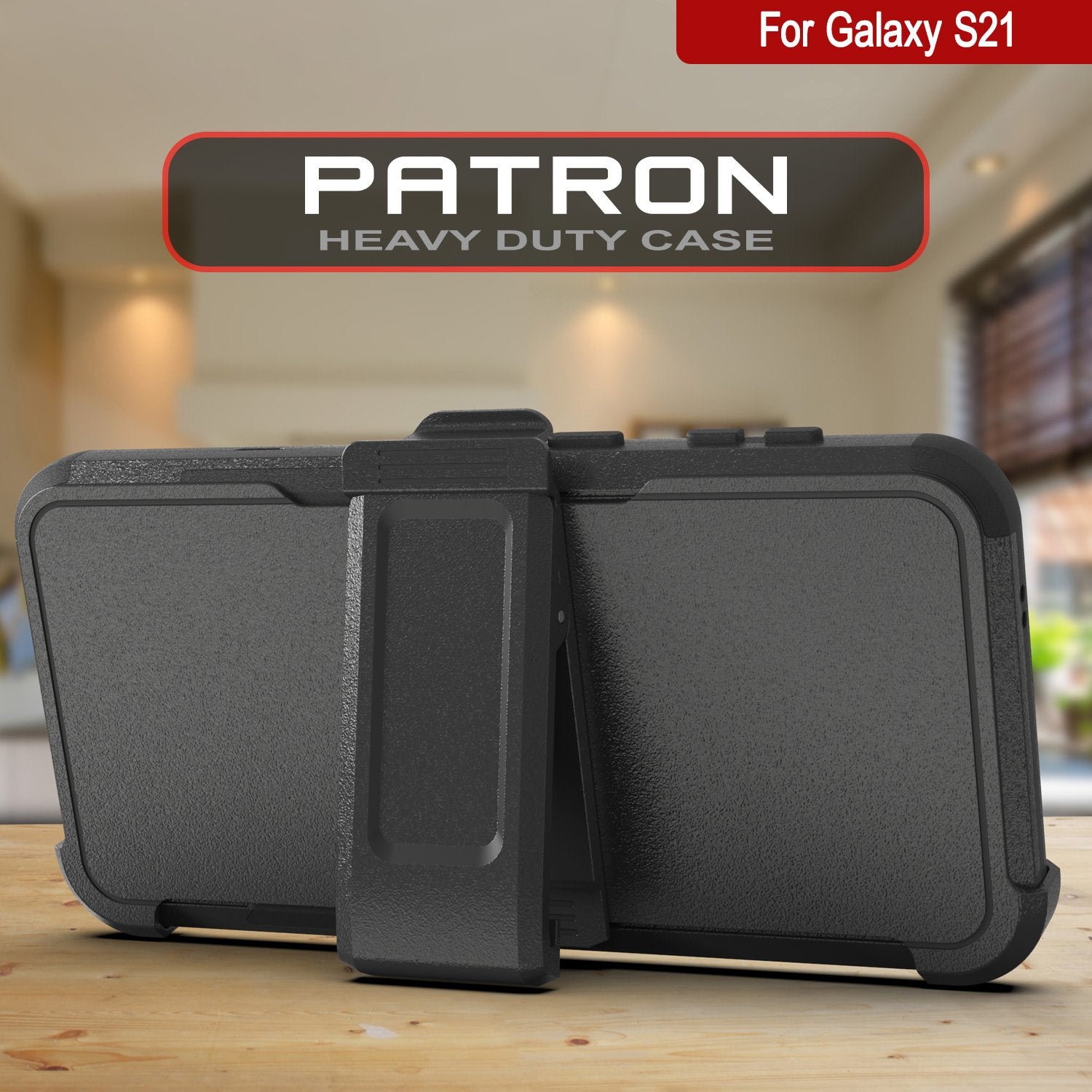 Punkcase for Galaxy S21 5G Belt Clip Multilayer Holster Case [Patron Series] [Black]