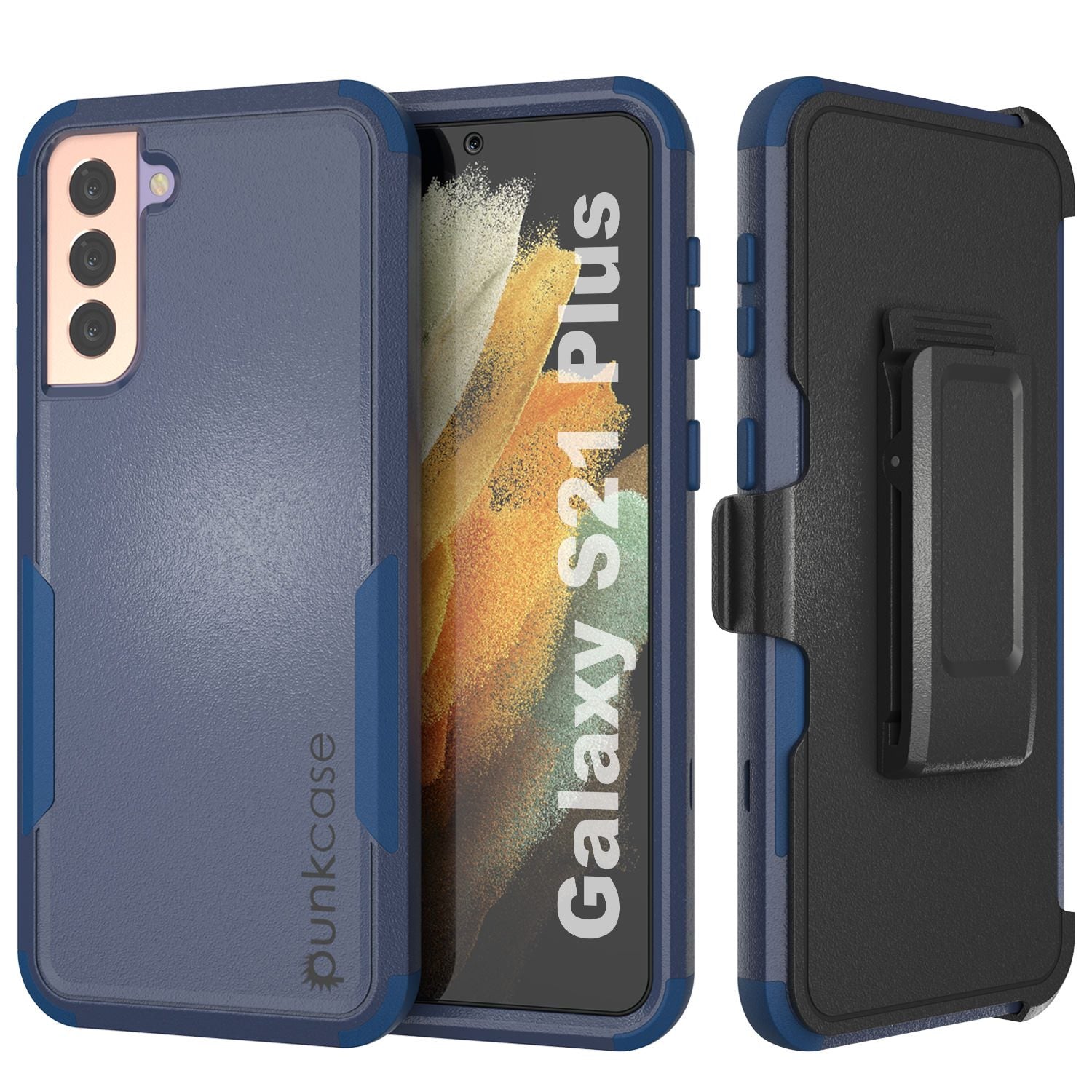 Punkcase for Galaxy S21+ Plus 5G Belt Clip Multilayer Holster Case [Patron Series] [Navy]