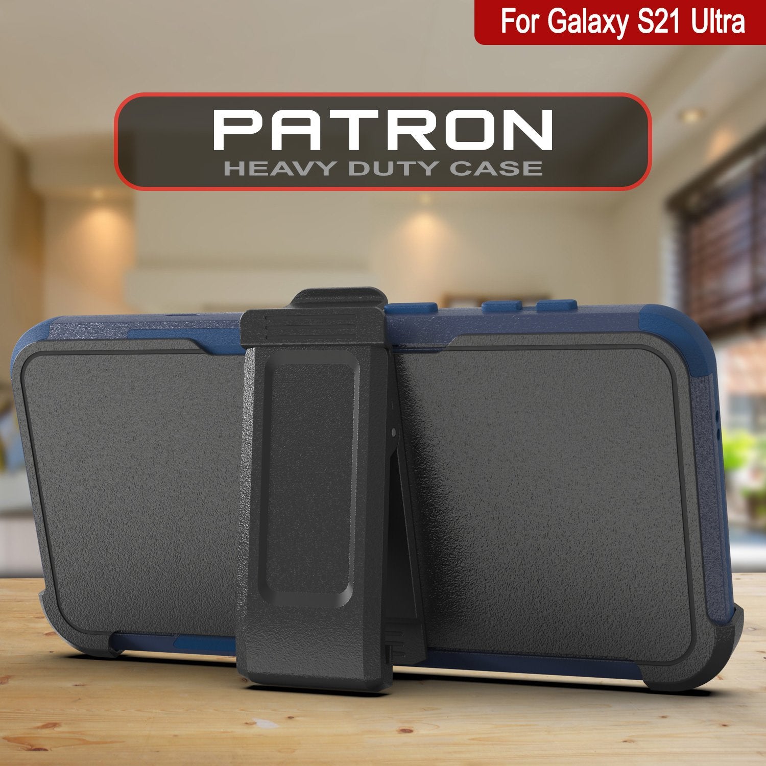 Punkcase for Galaxy S21 Ultra 5G Belt Clip Multilayer Holster Case [Patron Series] [Navy]