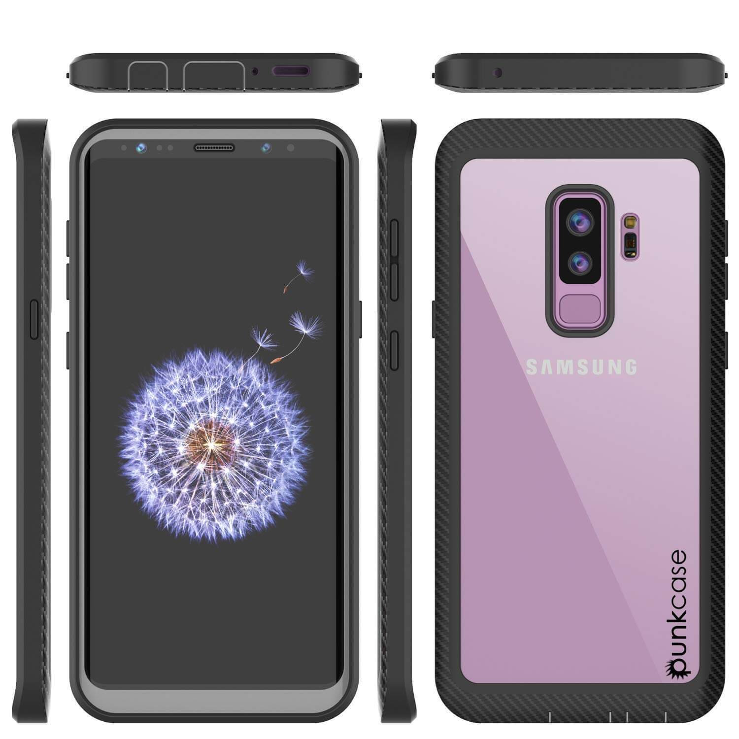 PunkCase Galaxy S9+ Plus Case, [Spartan Series] Clear Rugged Heavy Duty Cover W/Built in Screen Protector [Black]
