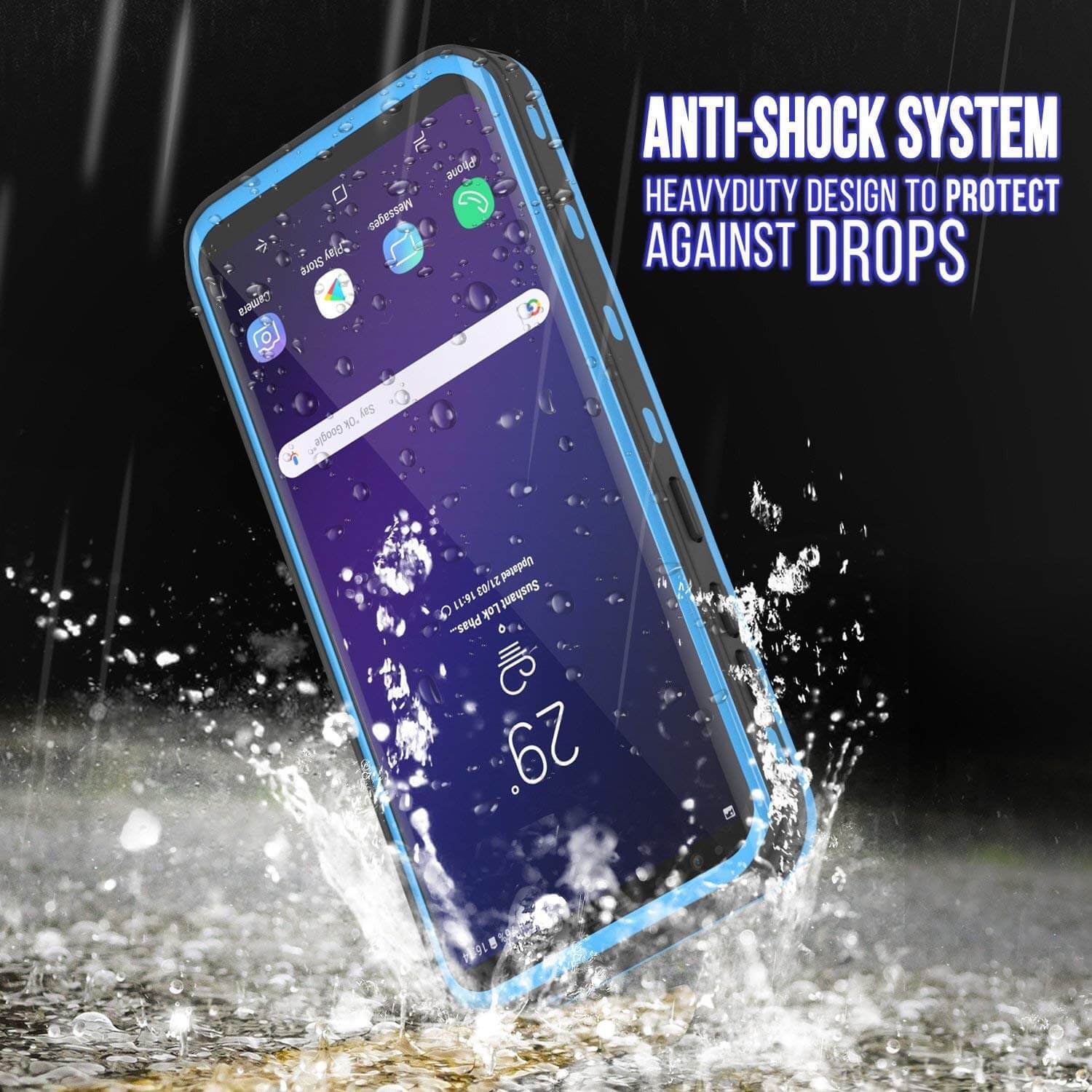 Galaxy S9 Plus Waterproof Case, Punkcase [KickStud Series] Armor Cover [LIGHT BLUE]