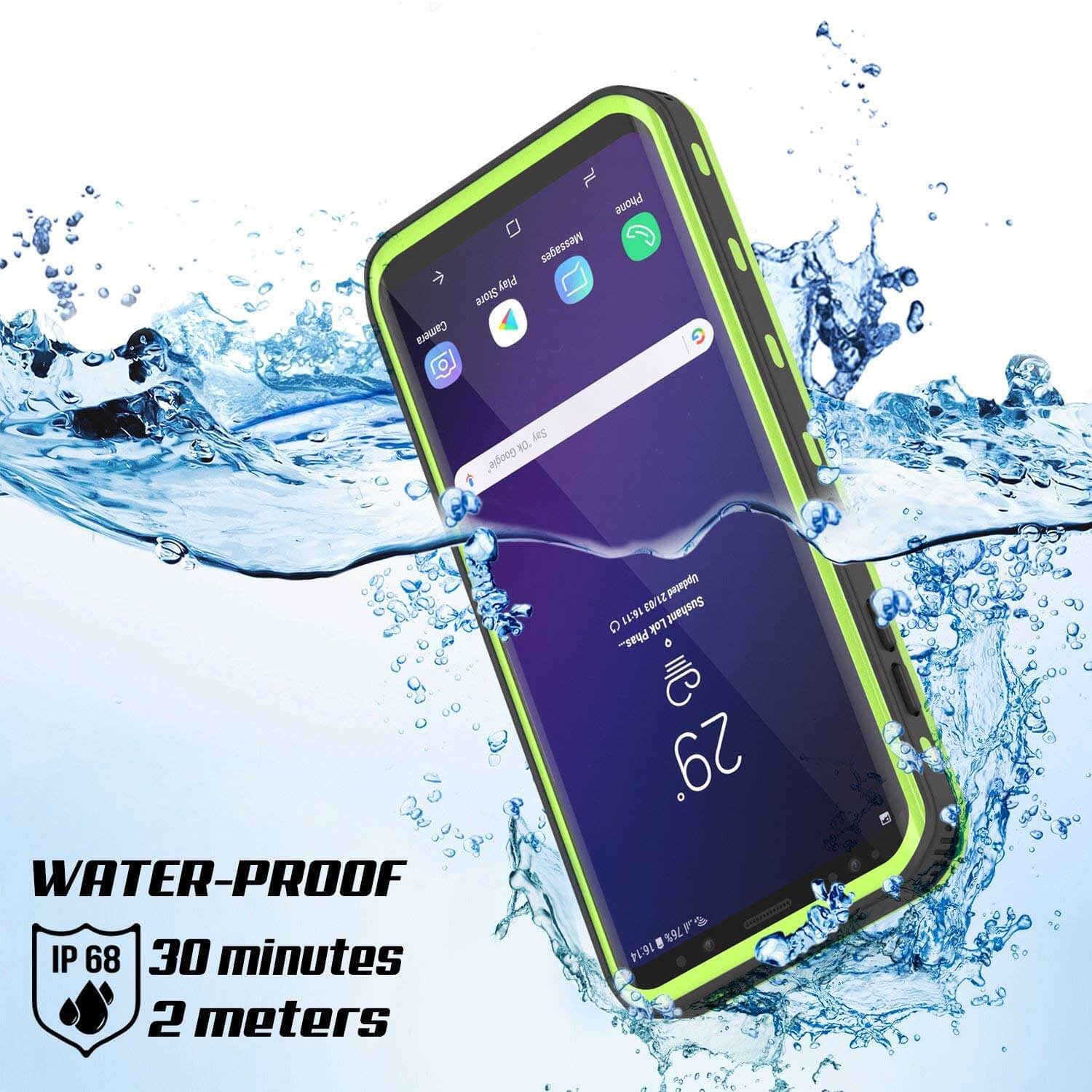 Galaxy S9 Plus Waterproof Case, Punkcase [KickStud Series] Armor Cover [LIGHT GREEN]