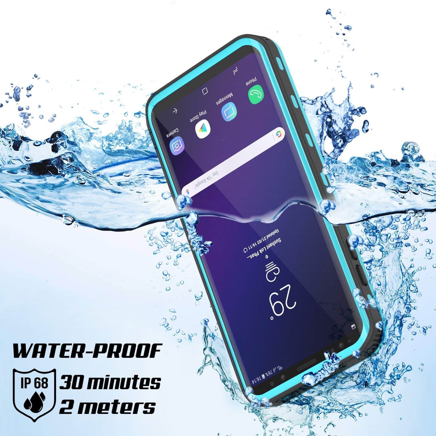 Galaxy S9 Plus Waterproof Case, Punkcase [KickStud Series] Armor Cover [TEAL]