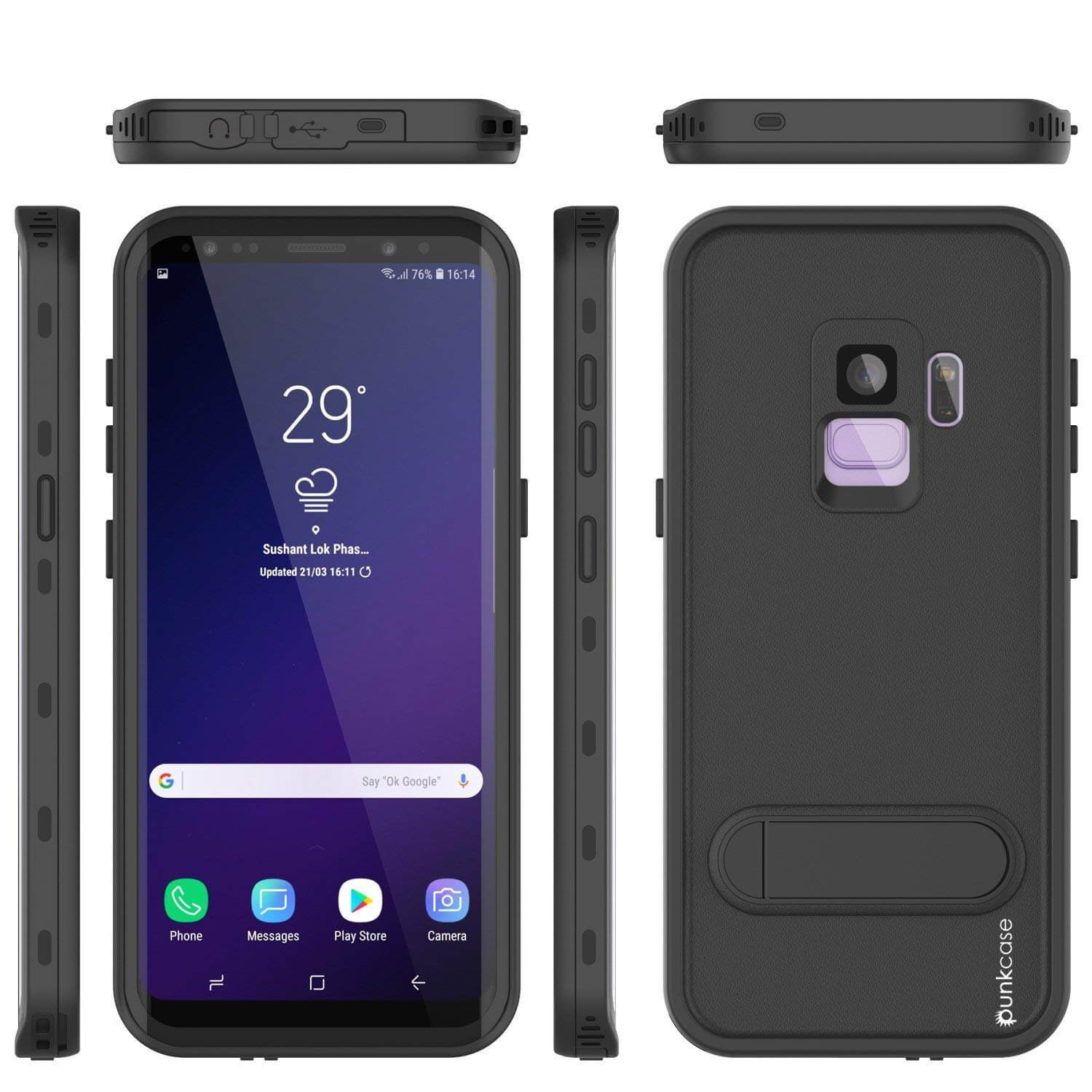 Galaxy S9 Water/Shockproof Slim Screen Protector Case [Black]